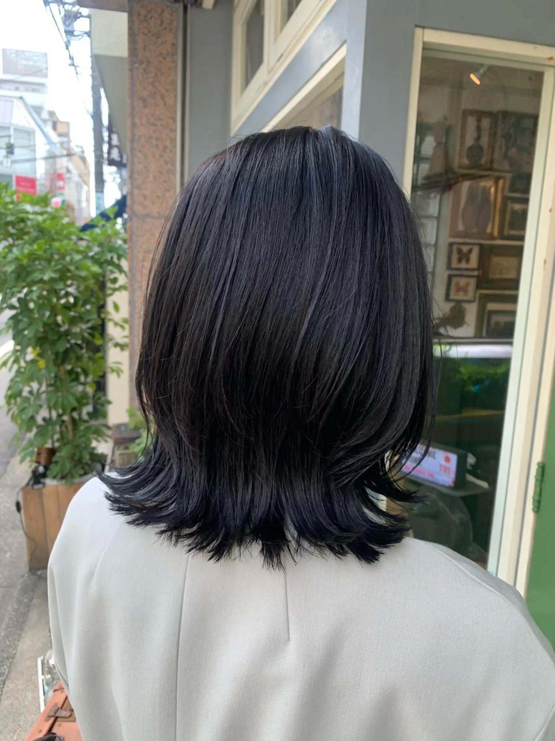 ミディアム カラー 外ハネヘア カット ヘアカラー トリートメント ヘッドスパ 清水千優/パーマ/透 明感カラー/メンズのヘアスタイル