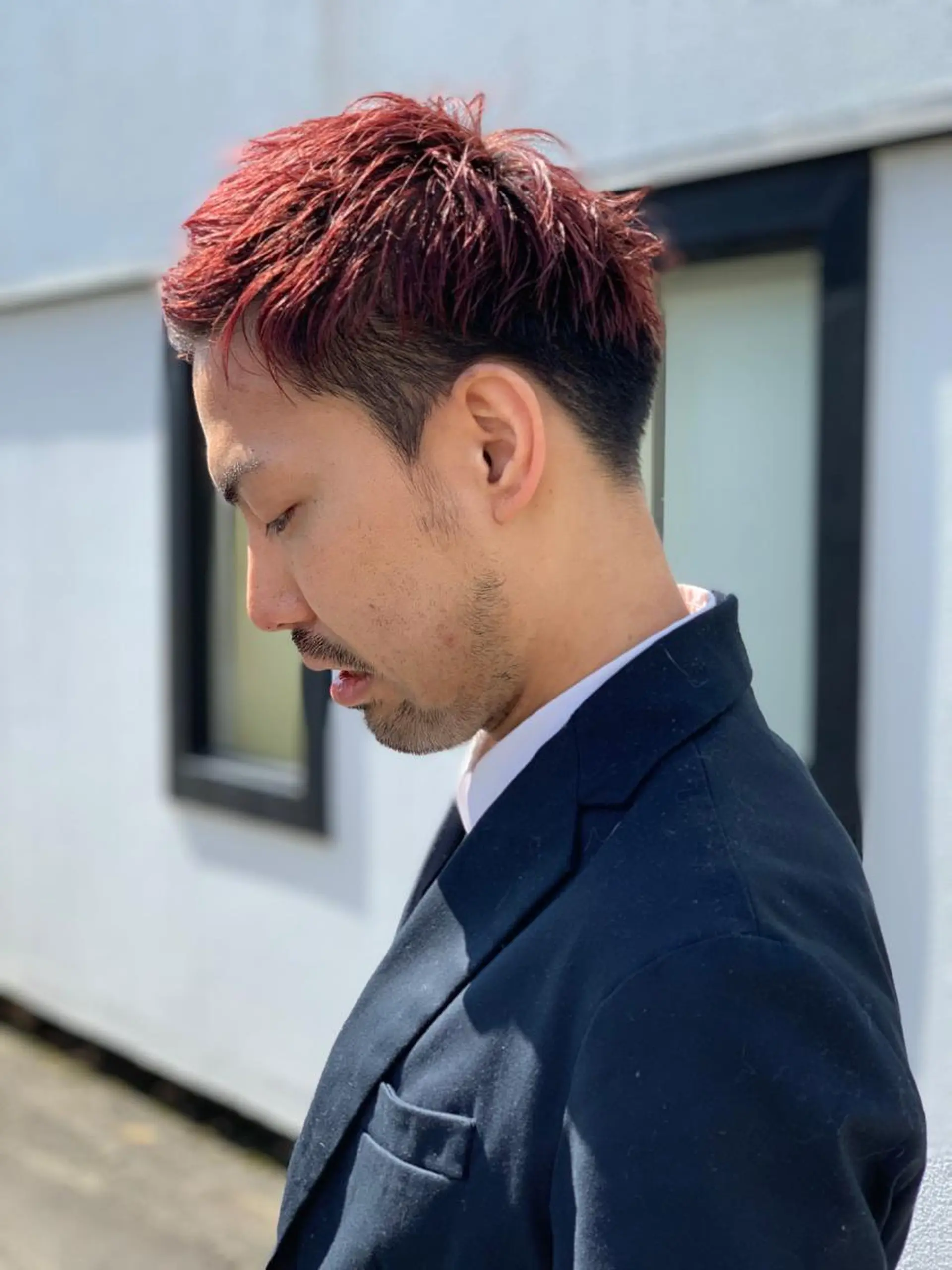ショート カラー メンズ レッドカラー カット ヘアカラー トリートメント ヘアセット 中村 優太のヘアスタイル