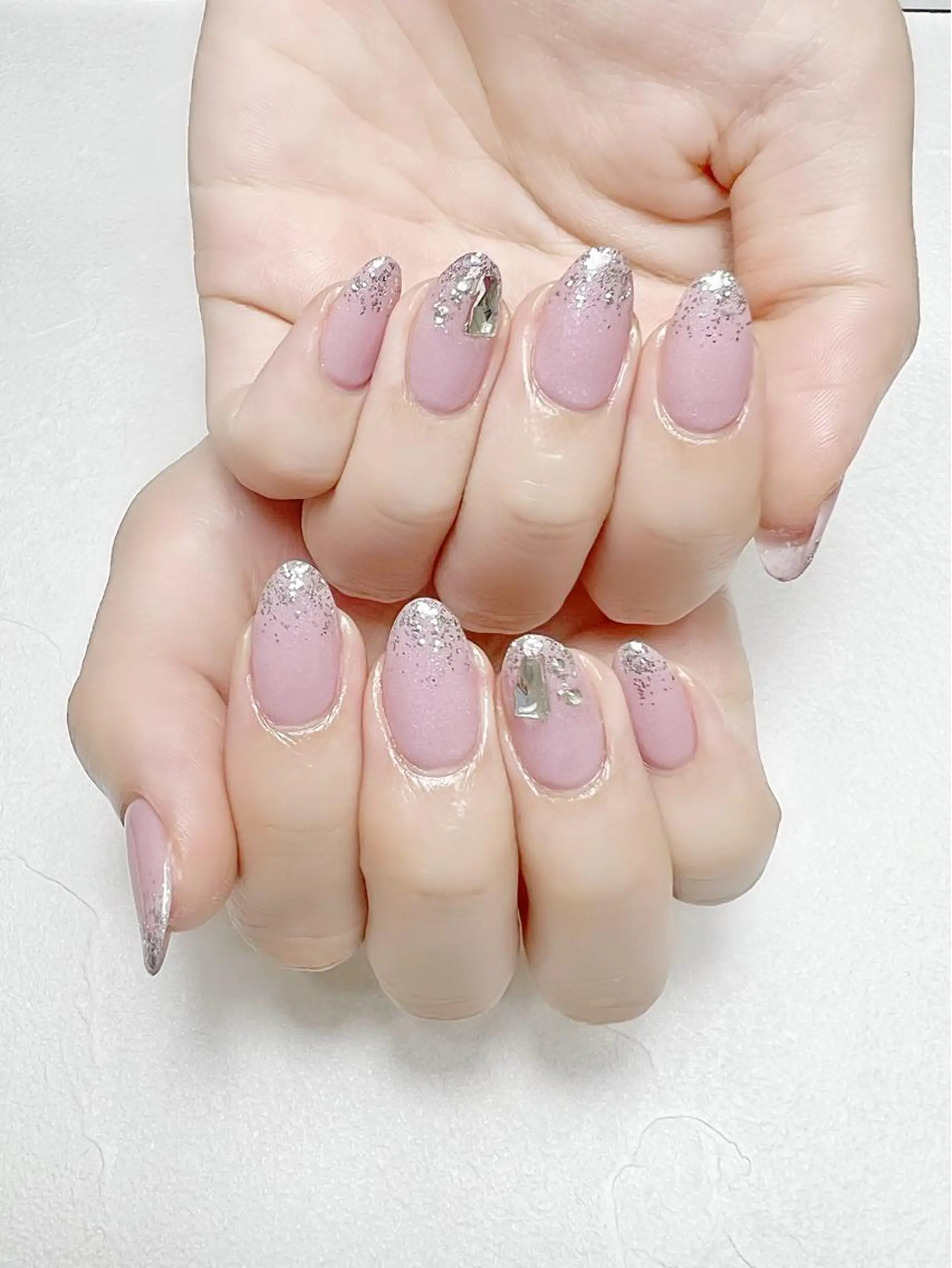 ネイル アートネイル ラメ(グリッター) オフィスネイル ワンカラーネイル ピンク rouse nail RISATOのネイルデザイン
