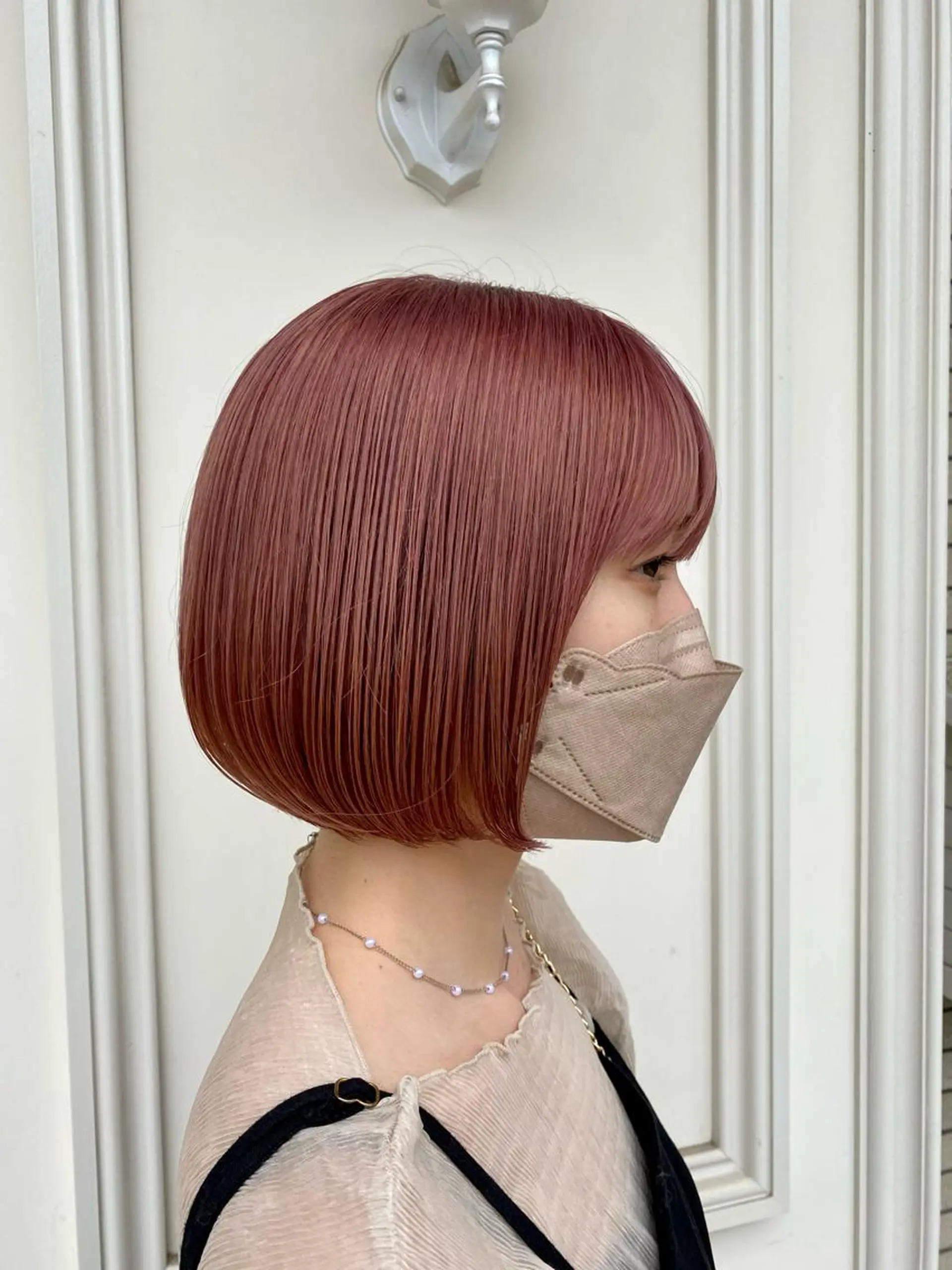 ショート カラー ヘアアレンジ ベージュカラー ブリーチ ピンクカラー ピンクベージュ 藤江 健人のヘアスタイル