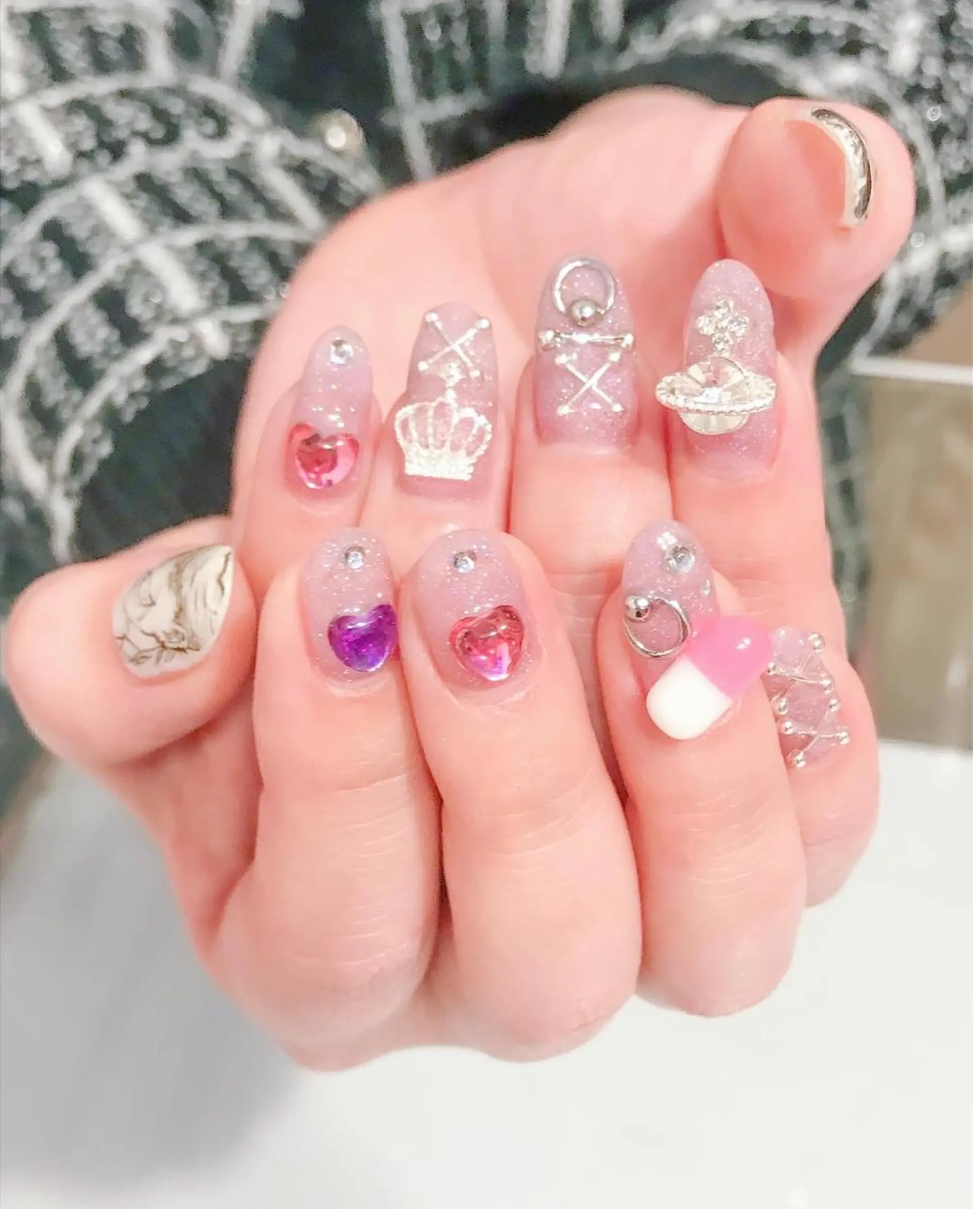 ネイル ジェルネイル シルバー Nyanco Nailのネイルデザイン