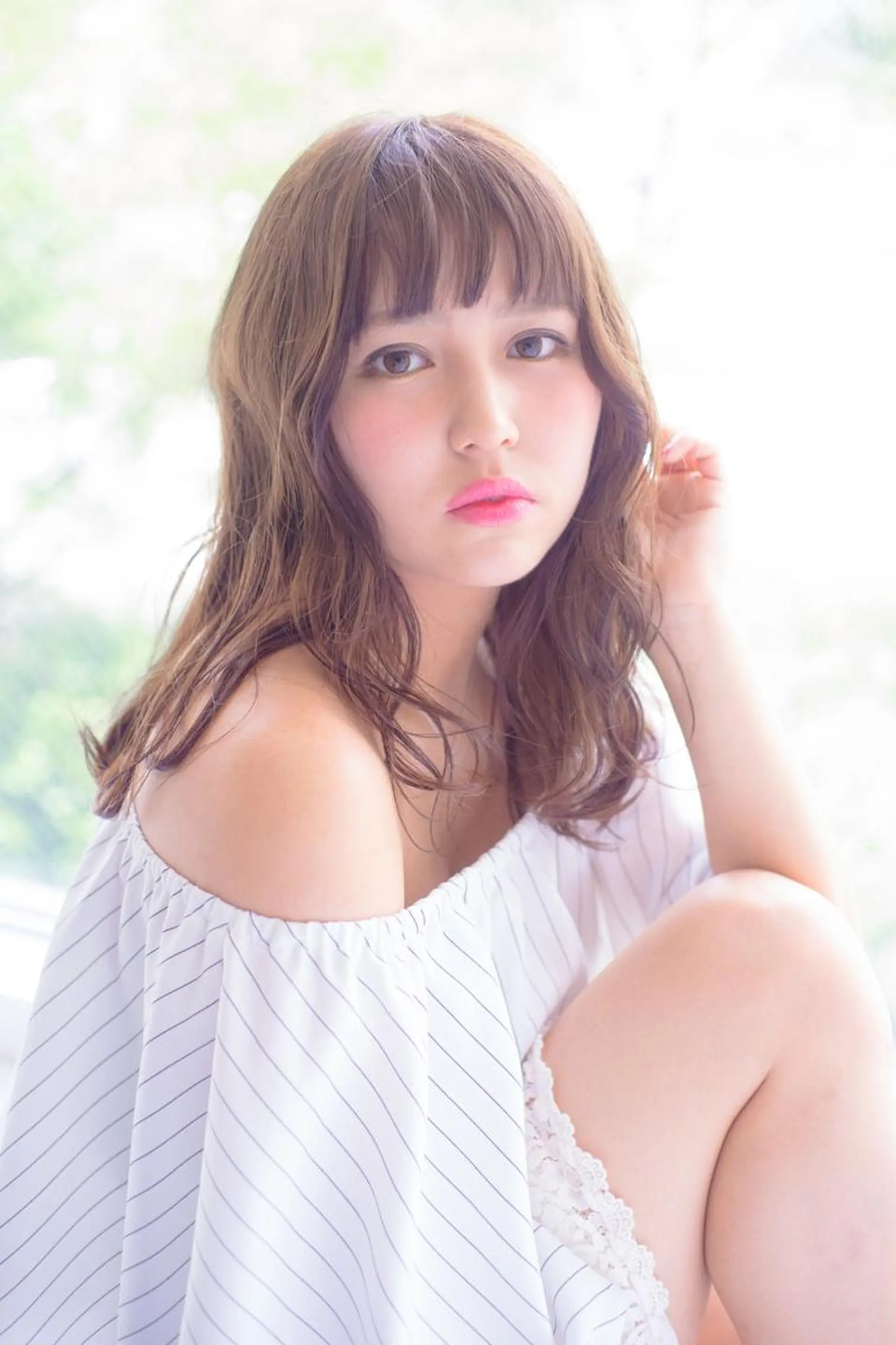 セミロング カラー パーマ 透明感カラー 小顔カット ✨hair make flencia✂️✨のヘアスタイル