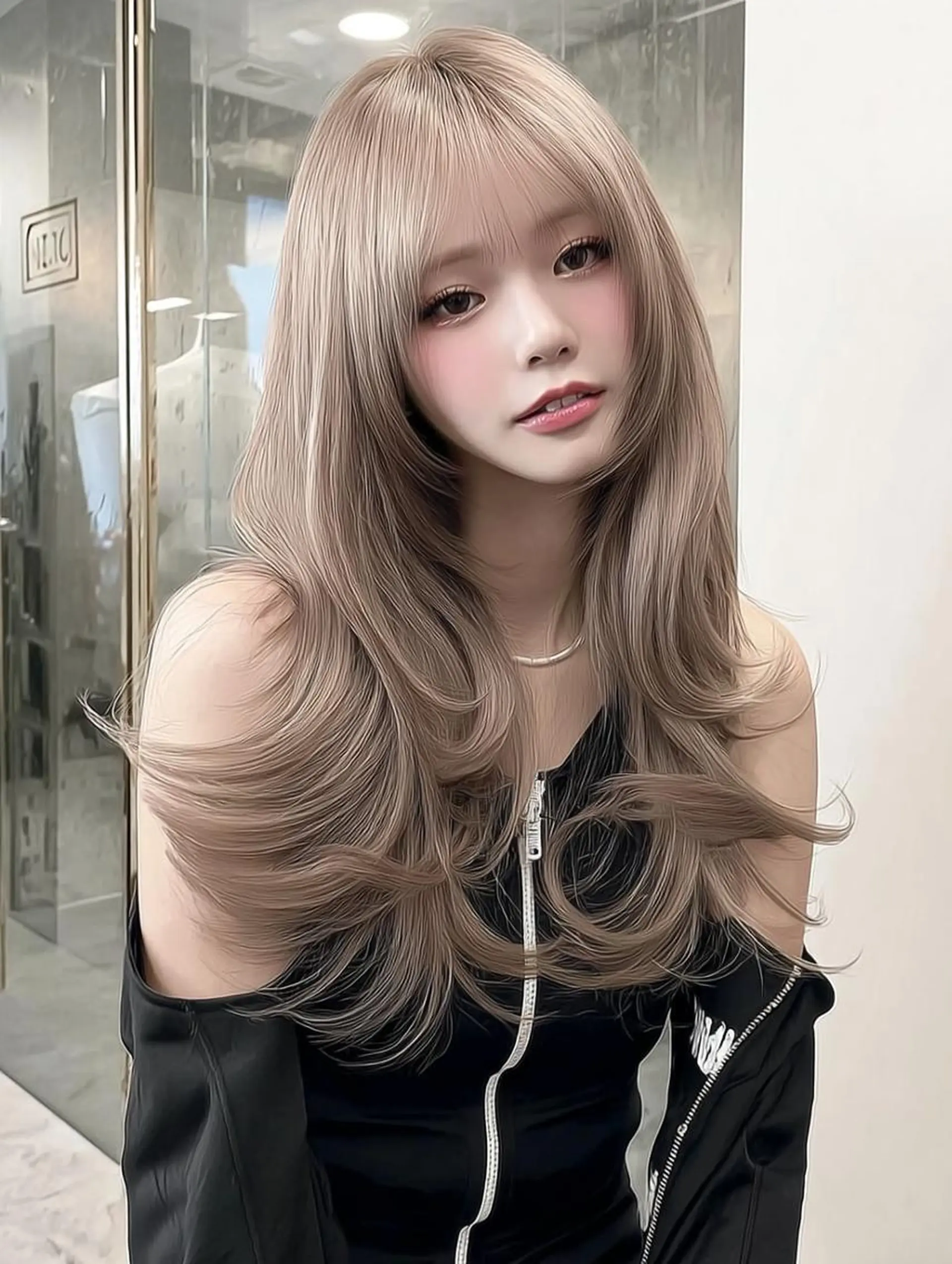 セミロング ボブ 髪質改善 韓国風ヘア レイヤーカット 縮毛矯正 カット ヘアカラー トリートメント 福園 弘郁のヘアスタイル