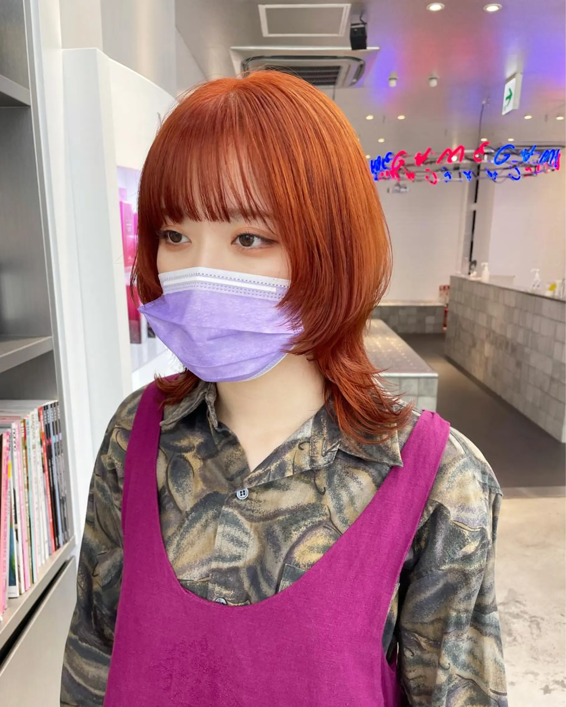 ミディアム カラー ヘアアレンジ オレンジ ヘアカラー トリートメント ボブ×柔らかいカラー 🌷misaki𓍼のヘアスタイル