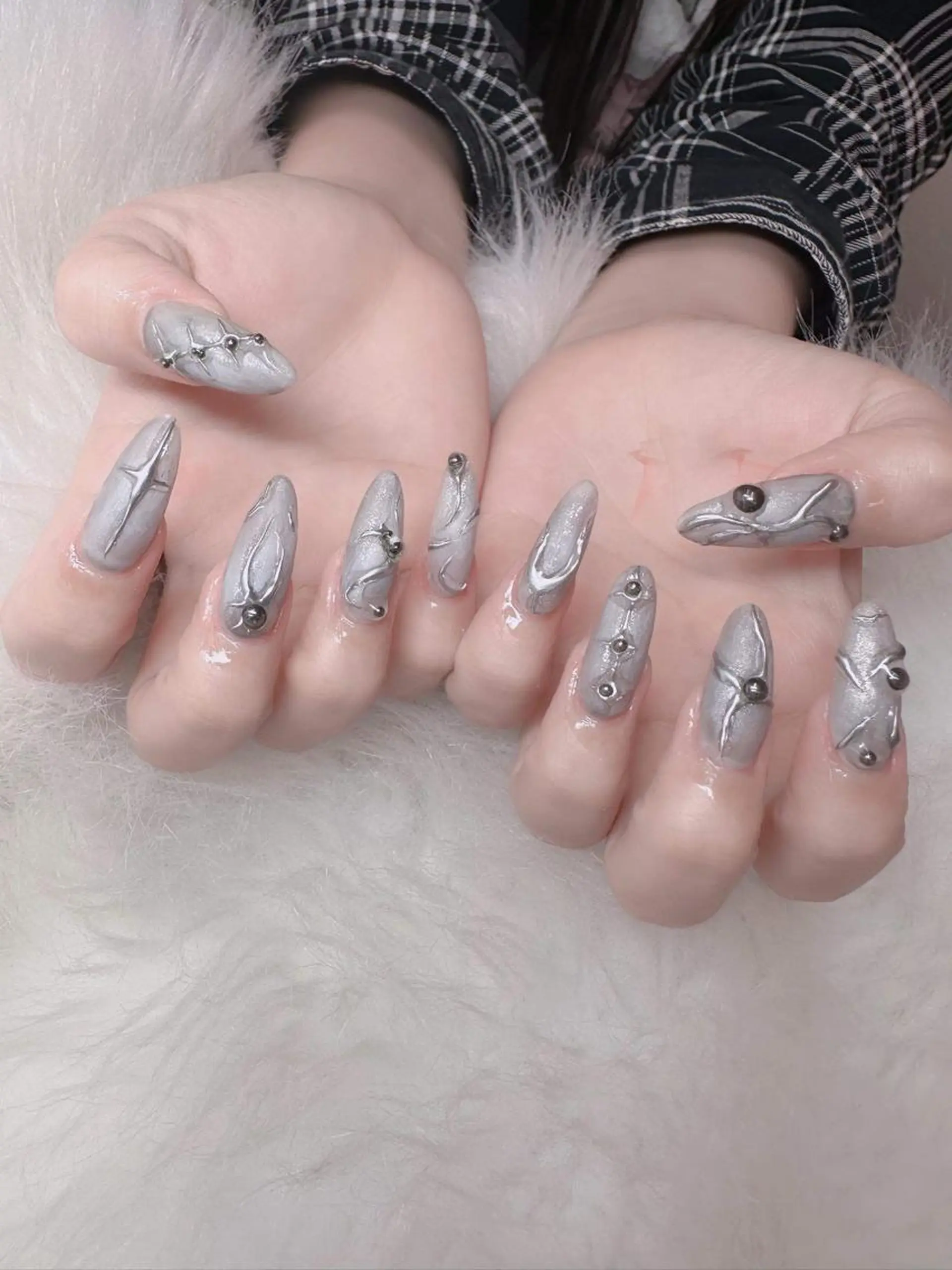 ネイル チークネイル フレンチネイル ジェルネイル 韓国ネイル マグネットネイル Anh 高田馬場のネイルデザイン