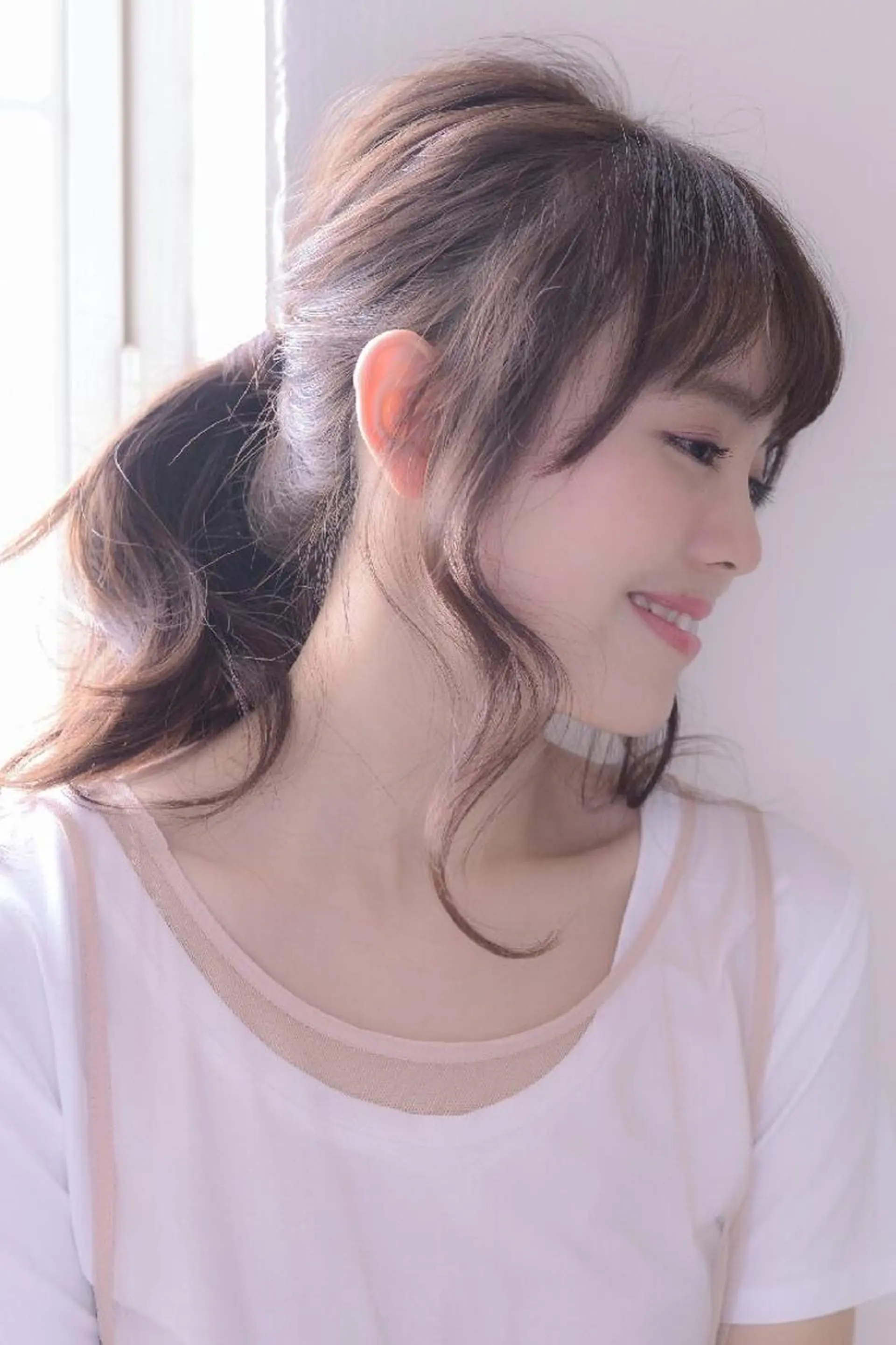 ヘアアレンジ カラー ミディアム ポニーテール belta 姫路山吹 カラーモデル募集のヘアスタイル