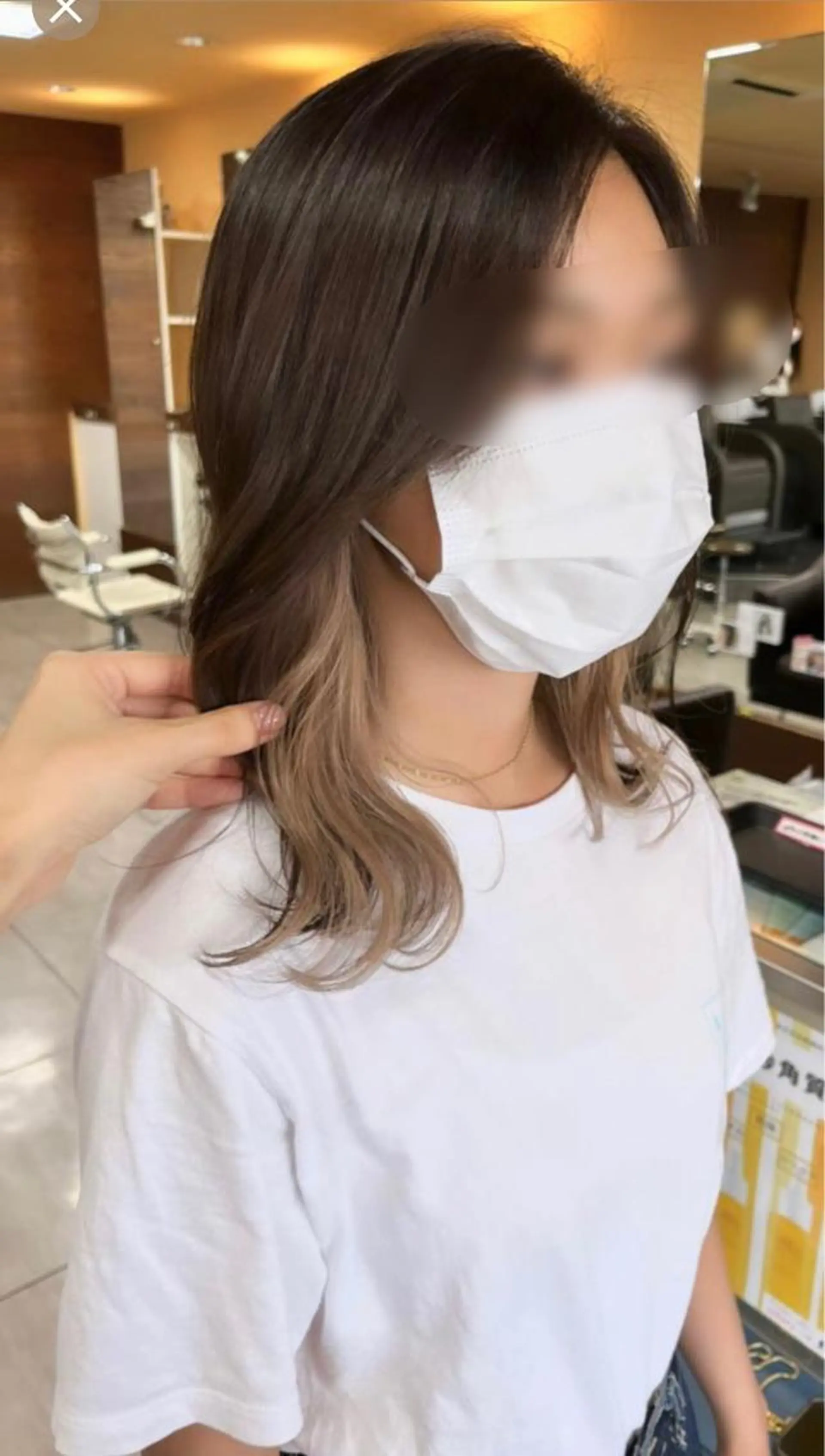 セミロング カラー ヘアアレンジ インナー×縮毛矯正 ピンクカラー澤井里菜のヘアスタイル
