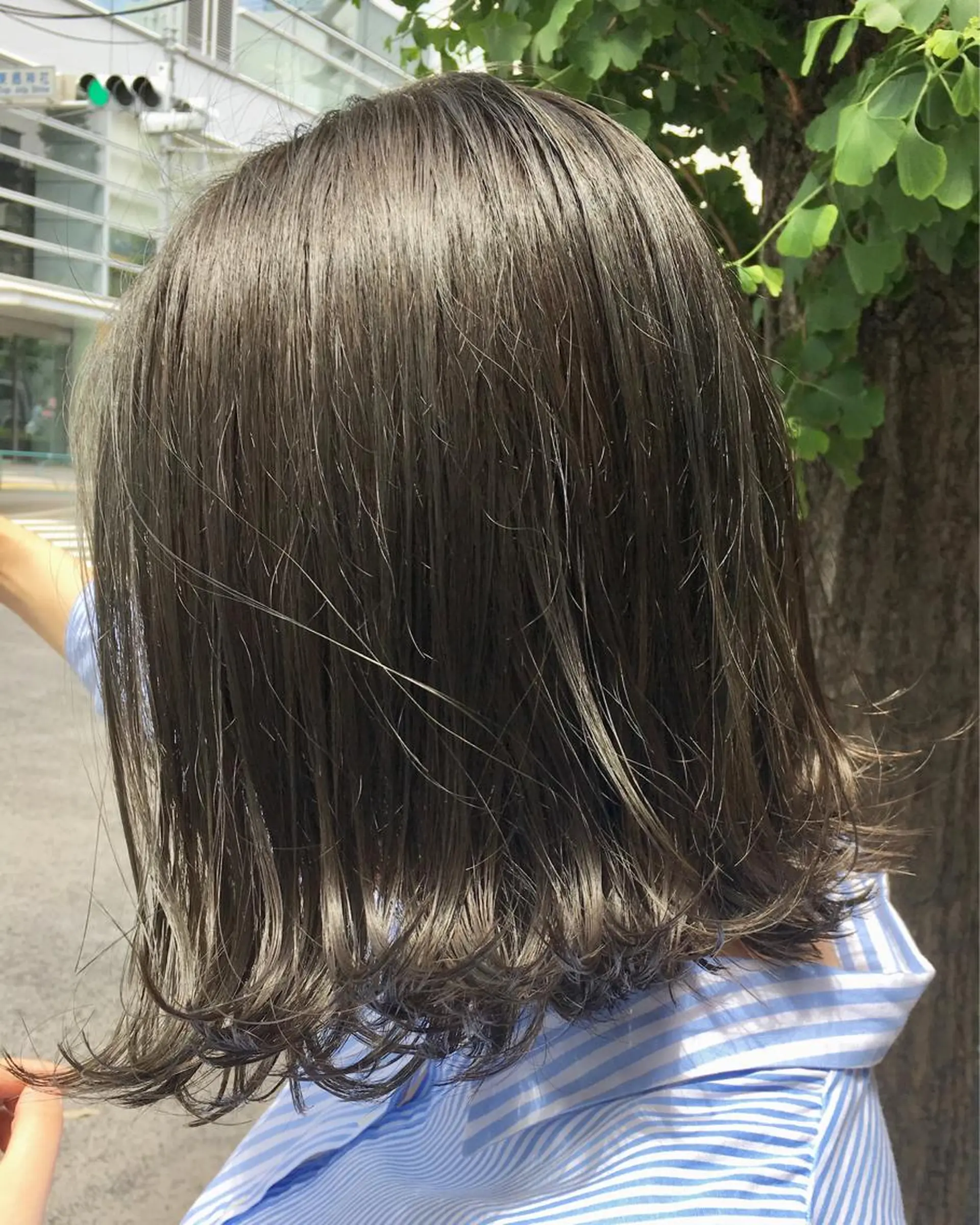 ミディアム カラー 切りっぱなしボブ ボブ 外ハネヘア メンズ特化 パーマ/オザワのヘアスタイル