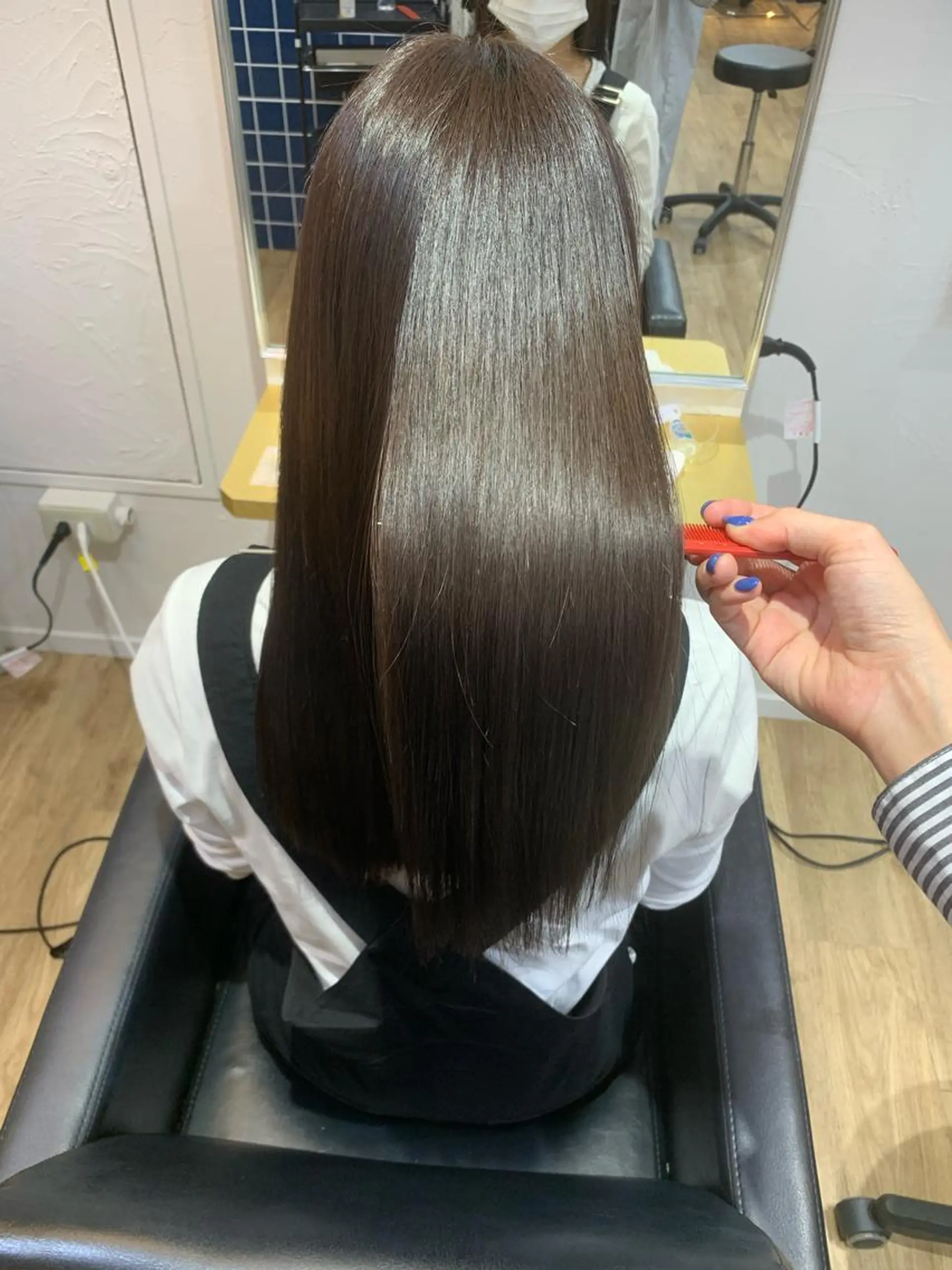 ロング ボブ ハイライト 髪質改善 カット ヘアカラー 縮毛矯正 トリートメント オクミヅキ /髪質改善/梅田🫧のヘアスタイル