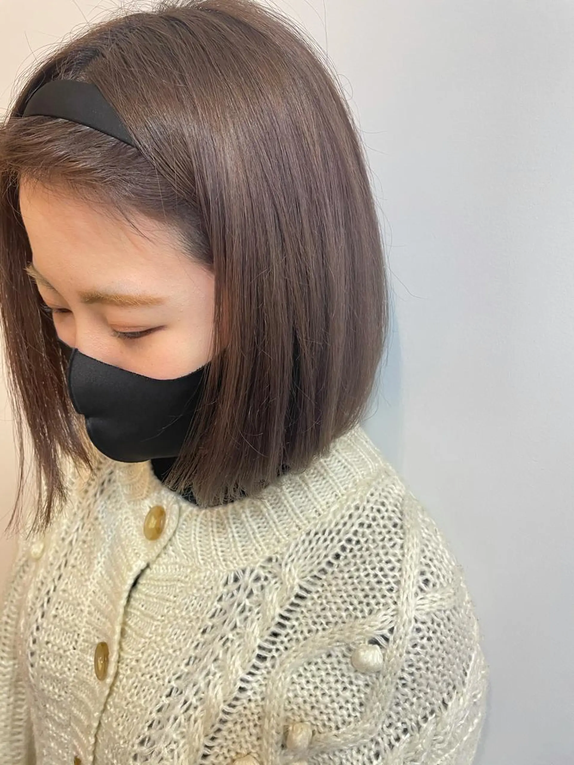 ミディアム カラー ブリーチ グレージュ ミルクティーグレージュ ピンクカラー ボブ カット ヘアカラー トリートメント 中目黒🌼 🌼ハナのヘアスタイル