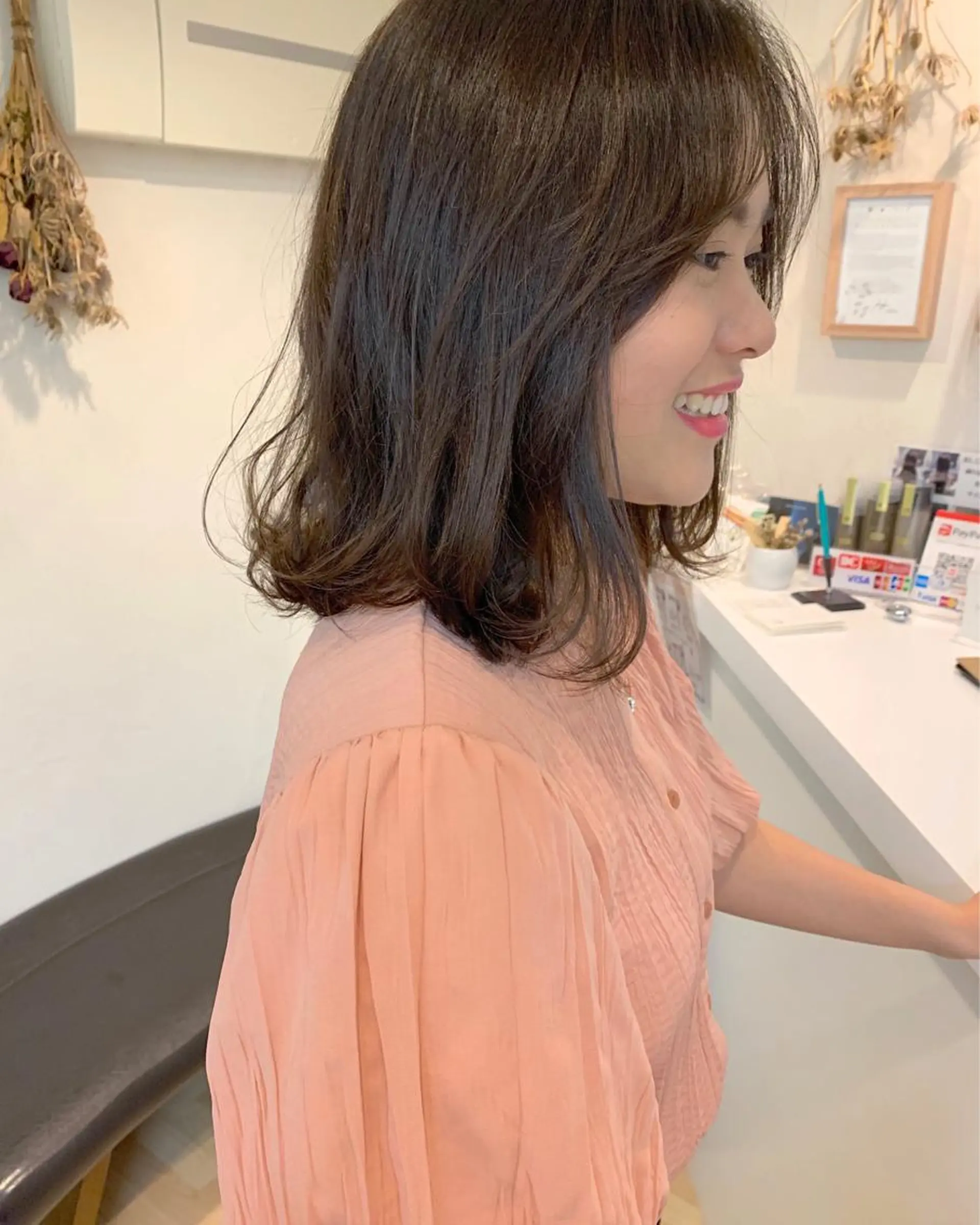 ミディアム カラー クニモトハルナ ボブ/柔らかカラーのヘアスタイル