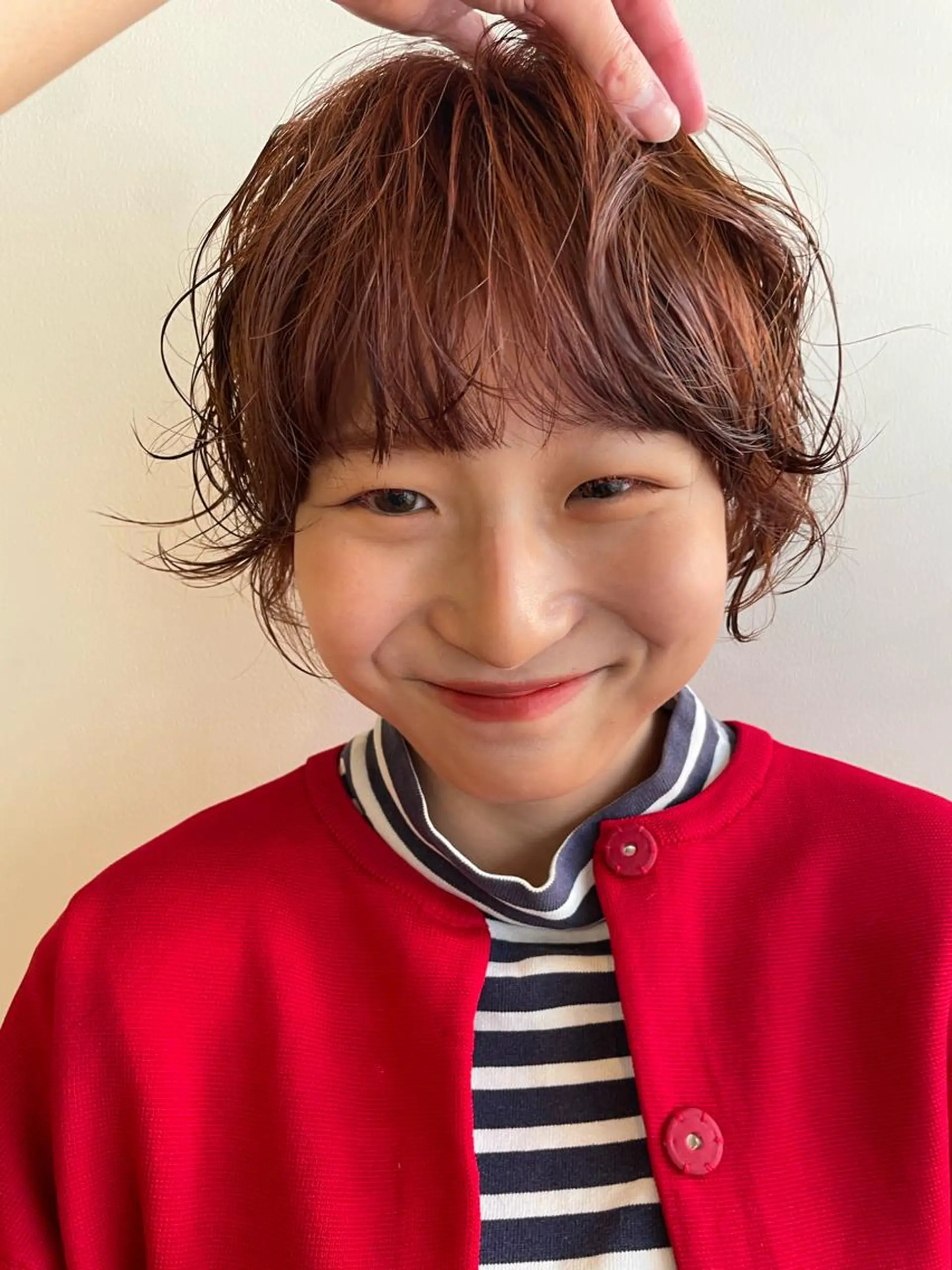 ショート カラー パーマ オレンジ カット パーマ トリートメント レイヤー／似合わせ TAKUYAのヘアスタイル