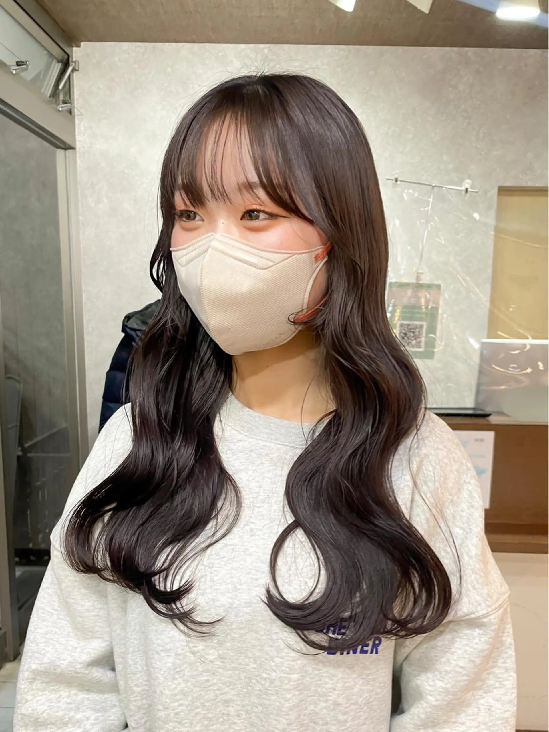 セミロング カラー ブリーチ グレージュ ラベンダーカラー ラベンダーグレージュ ラベンダーグレー レイヤー/高橋 みく /池下/千種のヘアスタイル