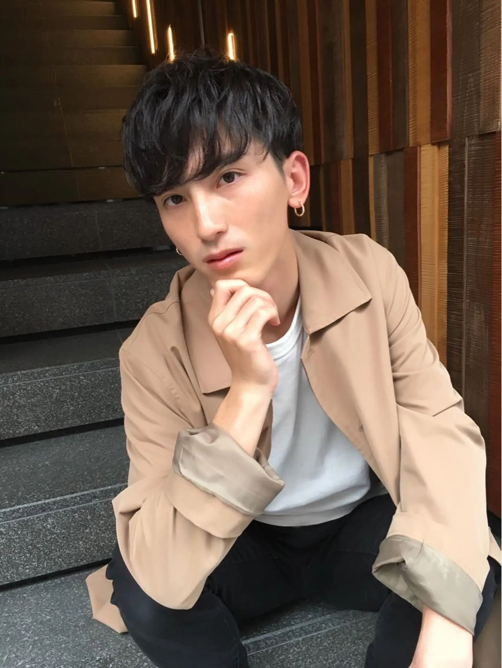 ショート カラー パーマ メンズ メンズ韓国風 マッシュ 韓国風ヘア 似合わせカット As hair所属・柔らか垢抜けｶﾗｰと ｶｯﾄ🫧ASUKAのヘアスタイル