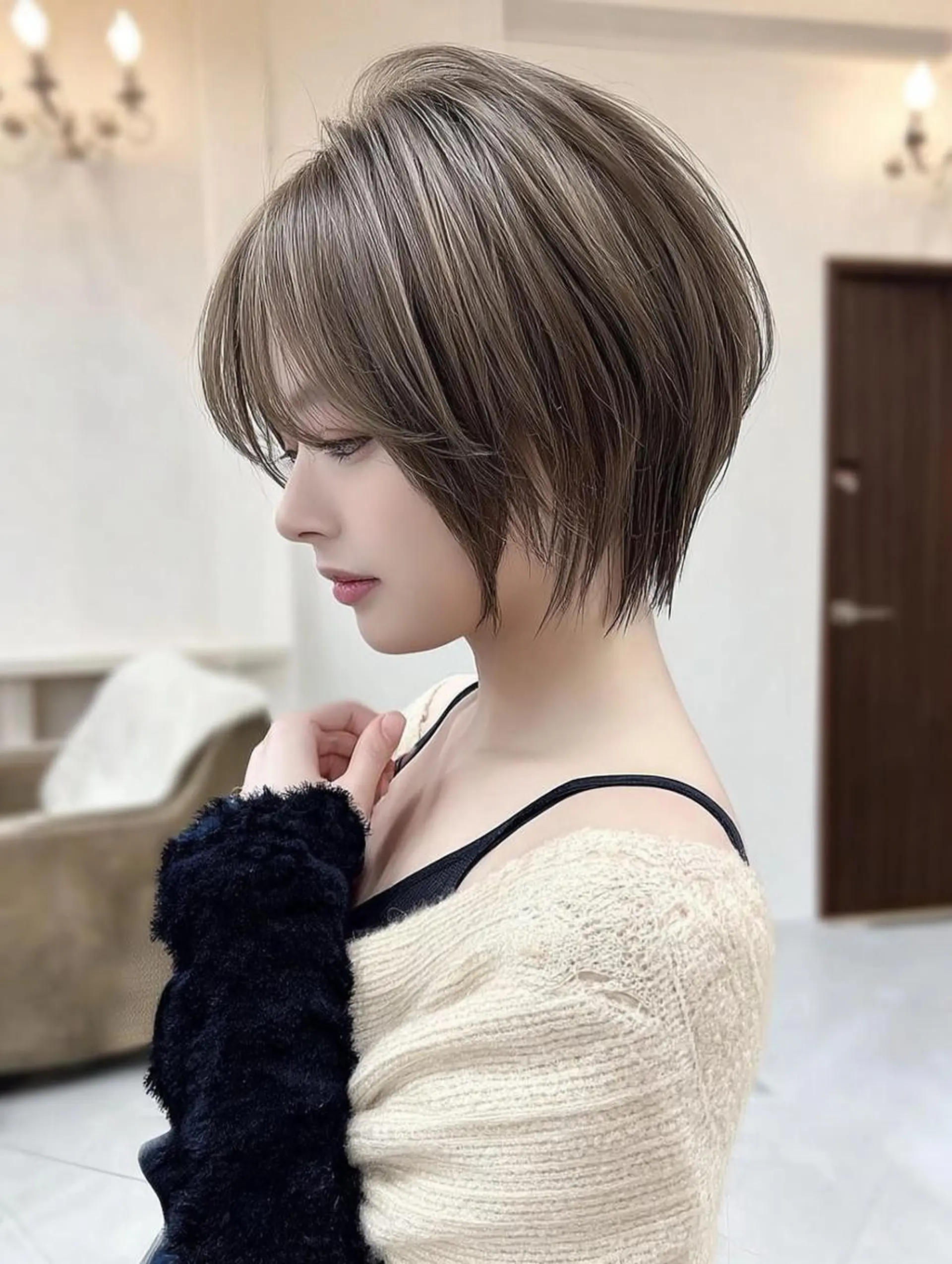 ミディアム ヘアアレンジ 髪質改善 韓国風ヘア レイヤーカット 似合わせカット シースルーバング カット ヘアカラー Ayumu /京都／西院のヘアスタイル