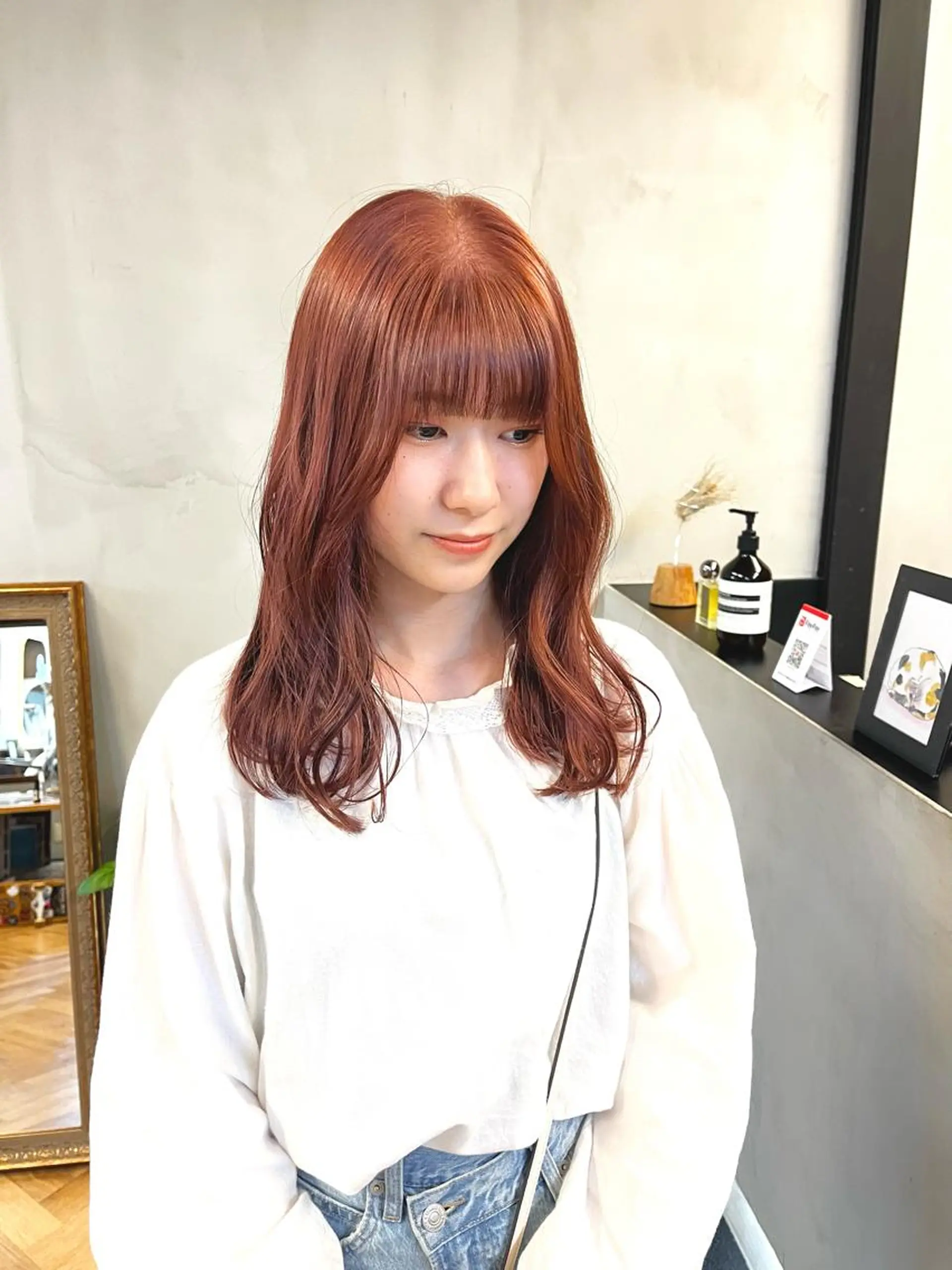 セミロング カラー ヘアアレンジ ブリーチ ダブルカラー ブリーチなしカラー ena/ブリーチなし 透明感・レイヤー🎀のヘアスタイル