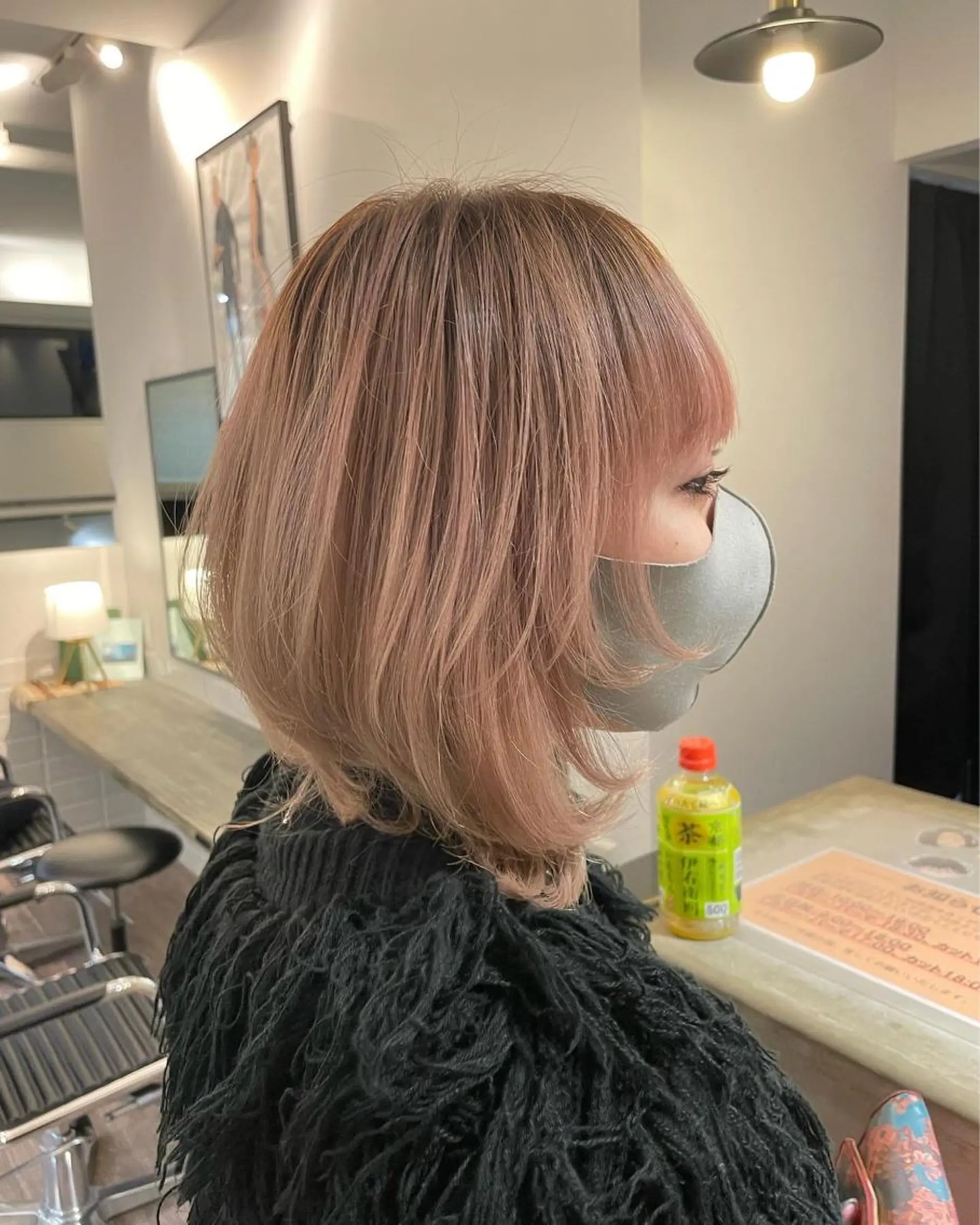 ミディアム カラー ベージュカラー ピンクカラー ピンクベージュ ウルフカット 柔髪/艶髪カラー RIKU.Kのヘアスタイル