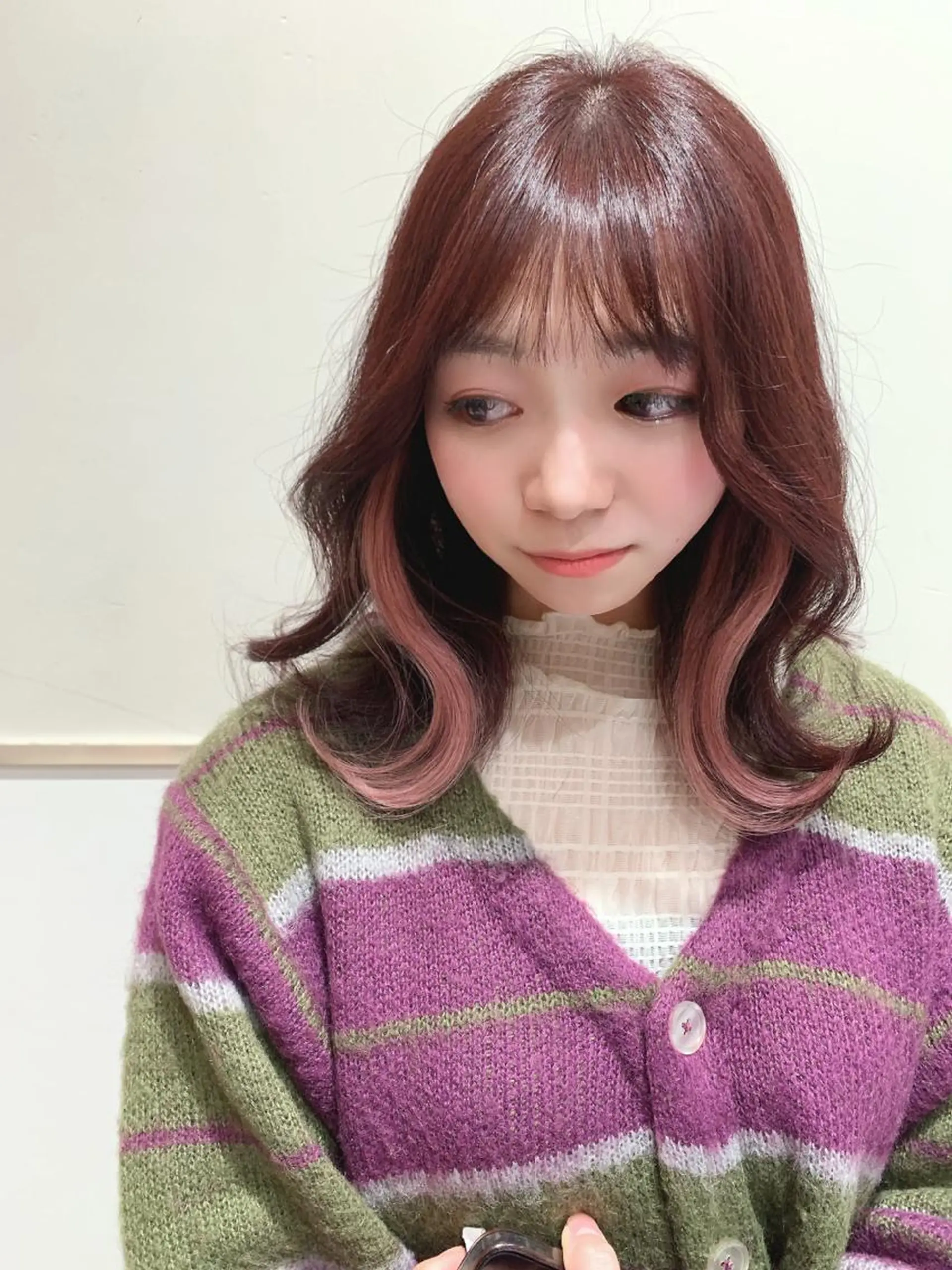 カラー ピンクカラー 韓国ヘア/レイヤー/ 顔まわり/りょーとのヘアスタイル