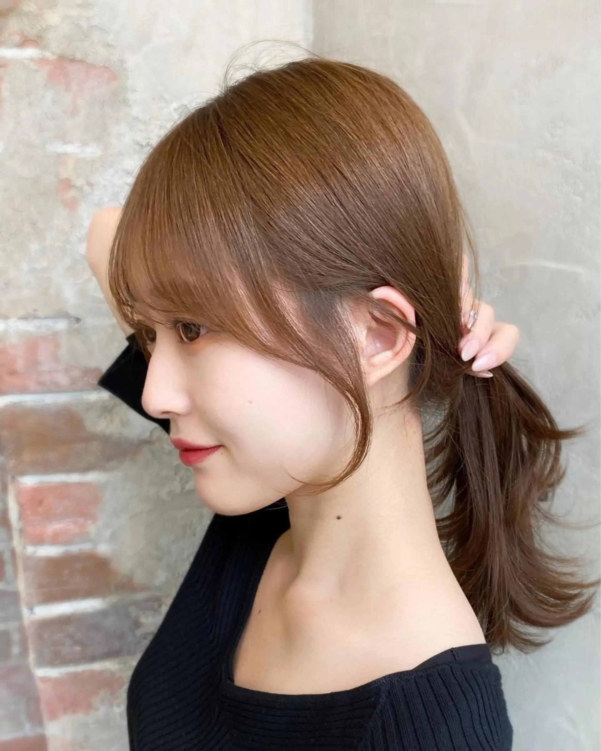 ミディアム カラー 顔まわりカット🌟 くびれヘア/寺門遥輝のヘアスタイル