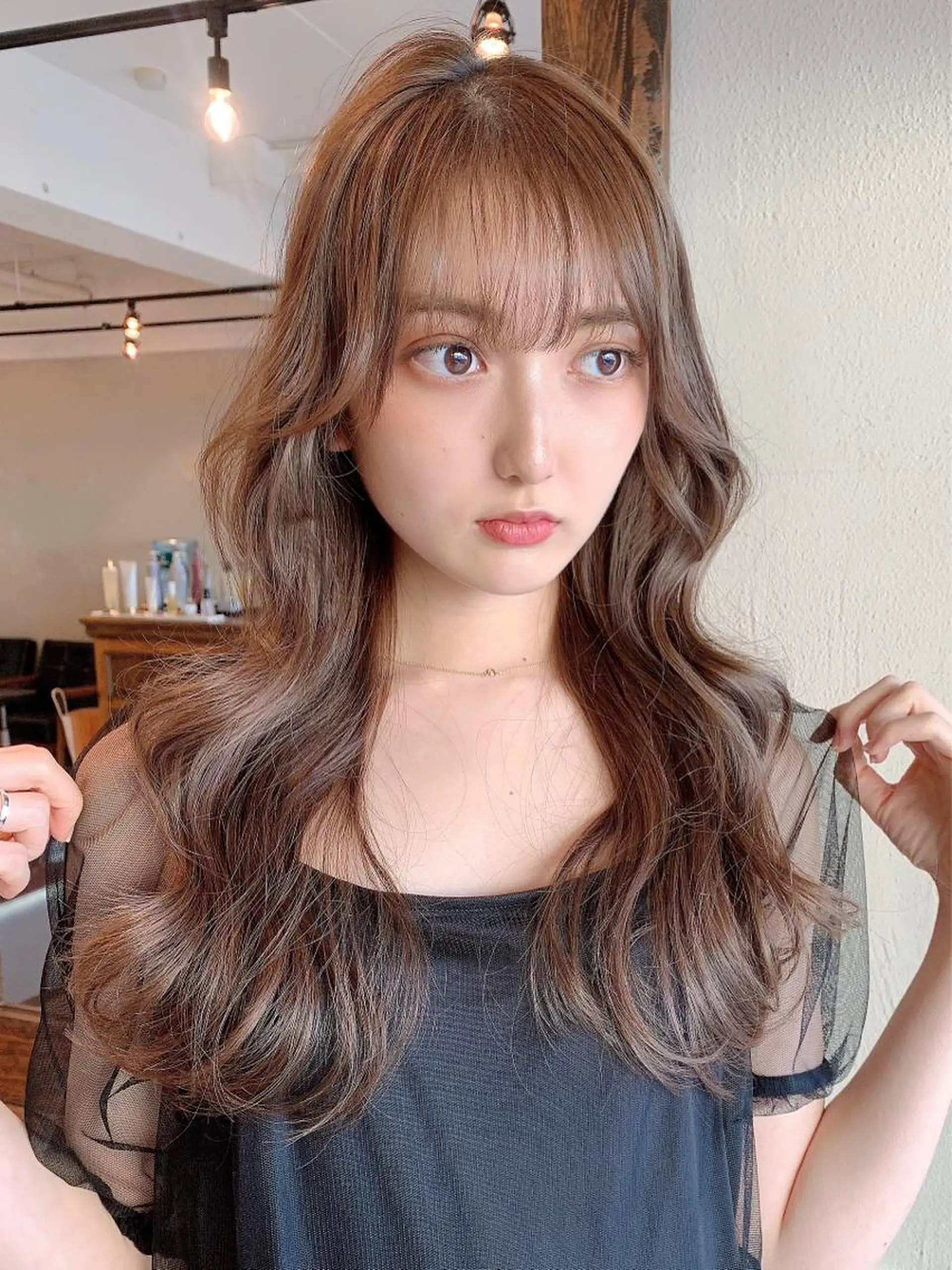 ロング カラー カット ヘアカラー トリートメント ヘッドスパ ヘアセット 透明感/オリーブ/ グレージュ/YUKAのヘアスタイル