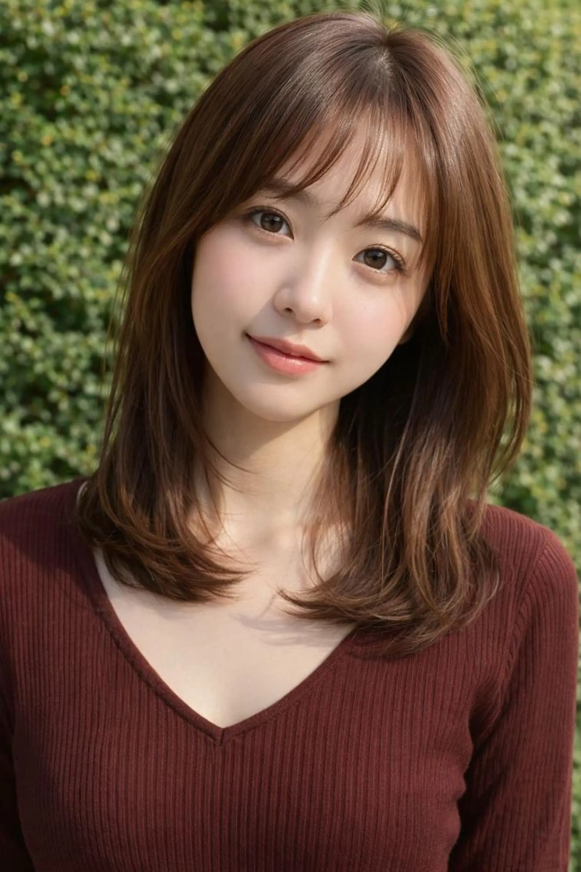 ミディアム レイヤーカット カット ヘアカラー トリートメント さく/髪質改善× 縮毛矯正/町田のヘアスタイル