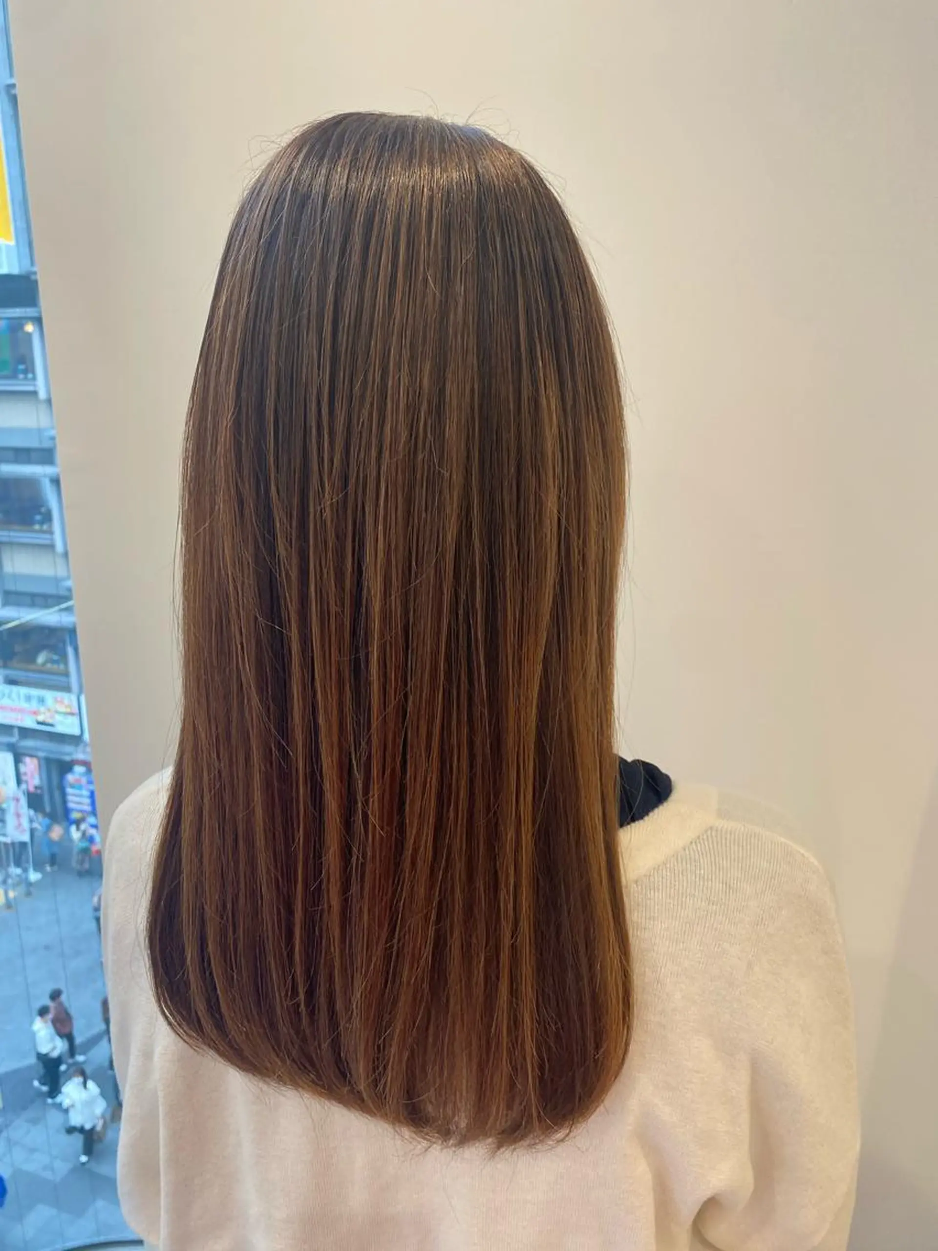 ロング トリートメント 酸熱トリートメント カット トリートメント 小顔レイヤー/ ベージュ🤍Rieのヘアスタイル