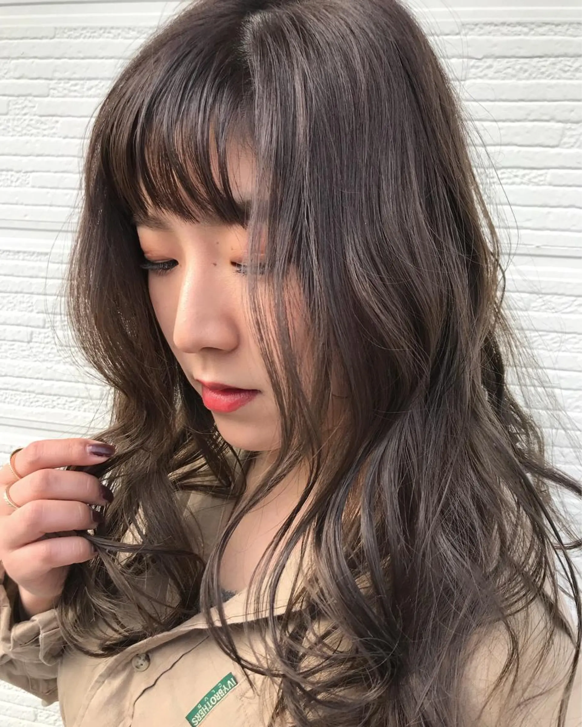 ロング カラー パーマ 🍋透け感カラー🍃 オリーブ🍐Kahoのヘアスタイル