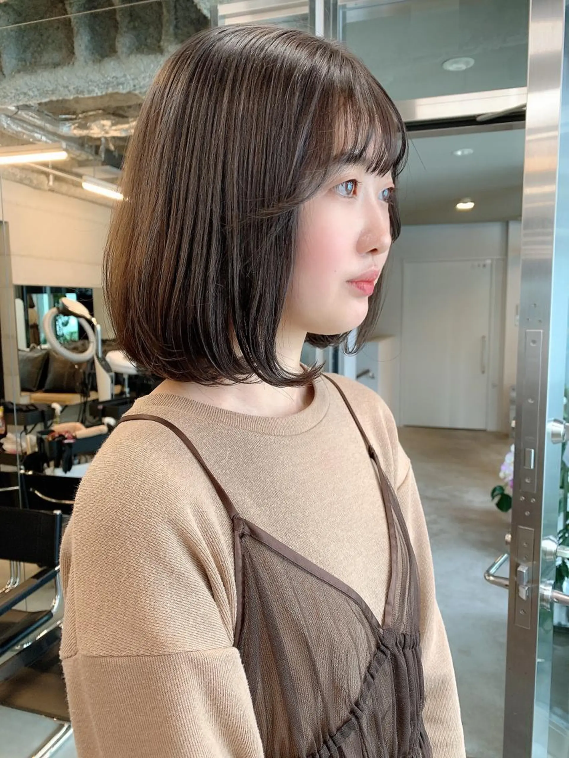 ミディアム カラー 透明感/オリーブ/ グレージュ/YUKAのヘアスタイル