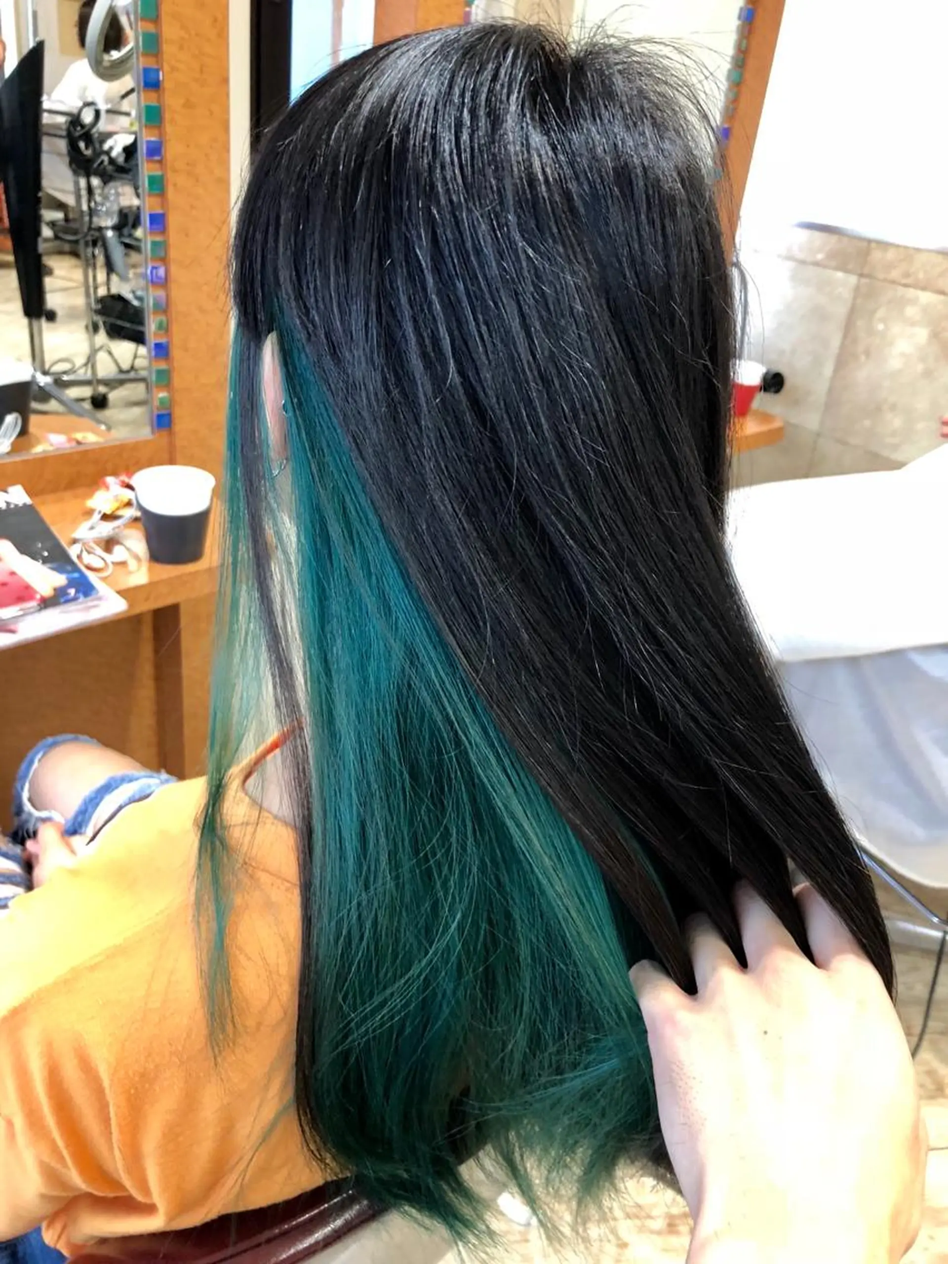 ロング カラー アッシュ ミント 100%髪質改善特化 TRUNSのヘアスタイル