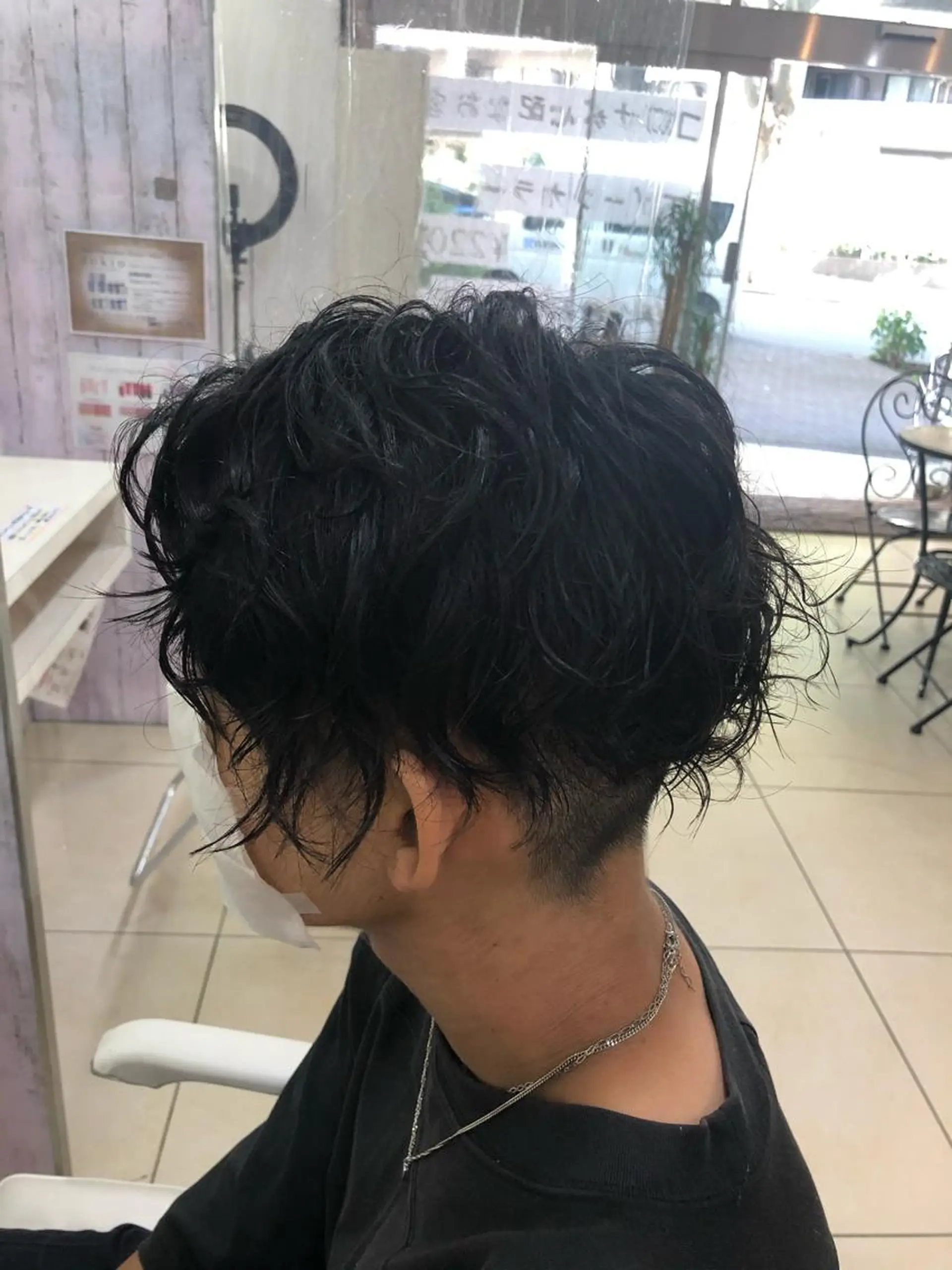 ショート パーマ メンズ 髪質改善× 白髪ぼかし溝江のヘアスタイル