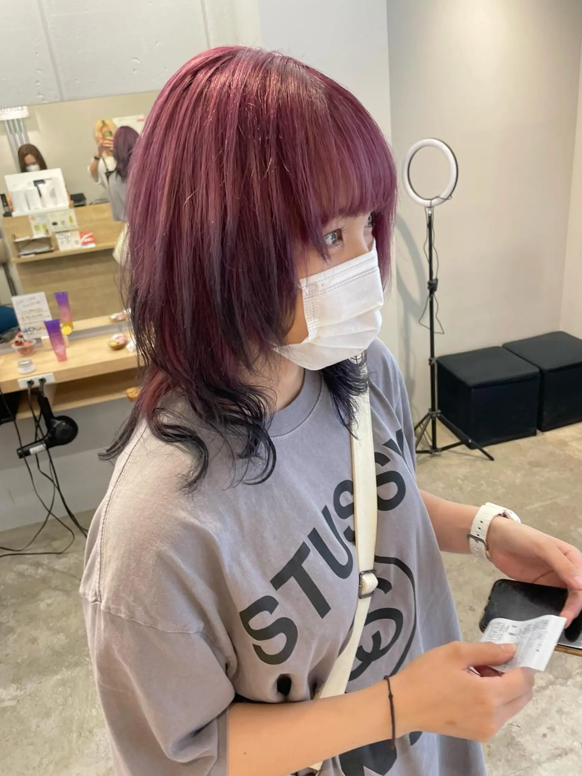 セミロング カット ヘアカラー SAEKI【ior 】北千住店ブリーチのヘアスタイル