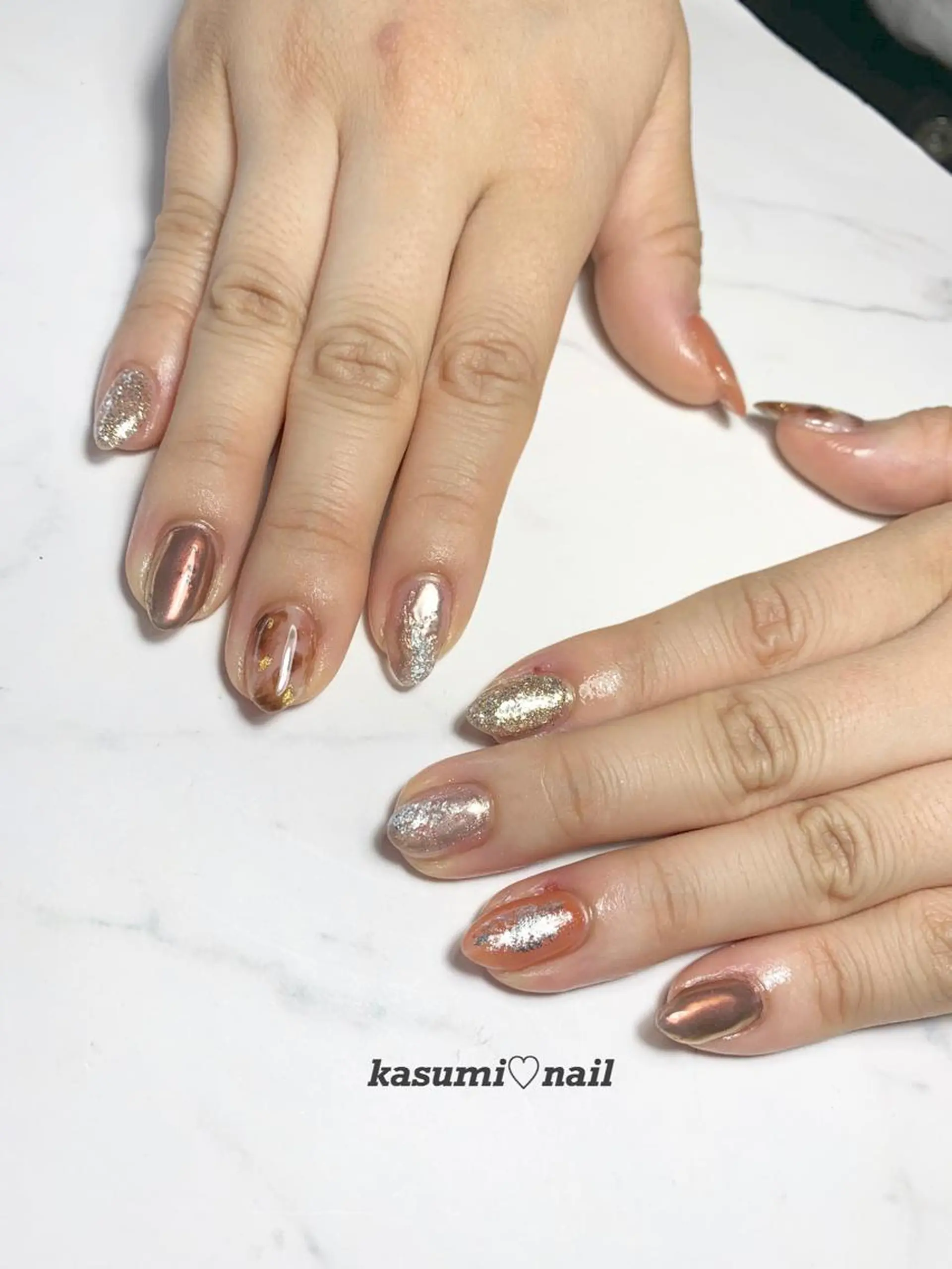 ネイル アートネイル フットネイル ジェルネイル ラメ(グリッター) ミラーネイル KASUMI♡ Nailのネイルデザイン