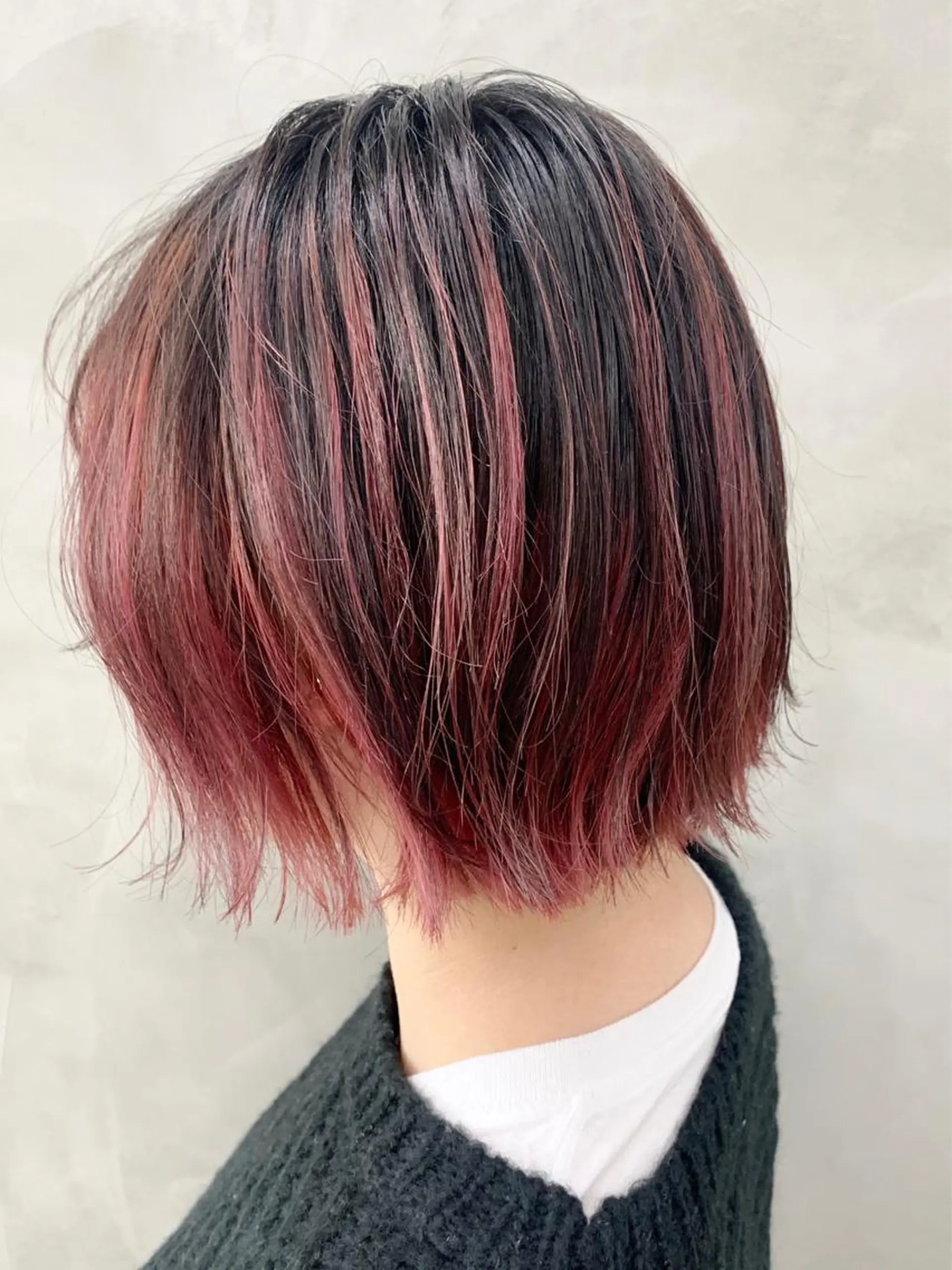 カラー 黒髪 デザインカラー ハイライトカラー ピンクカラー ボブ ヘッドスパ (女性限定)🍋モエのヘアスタイル