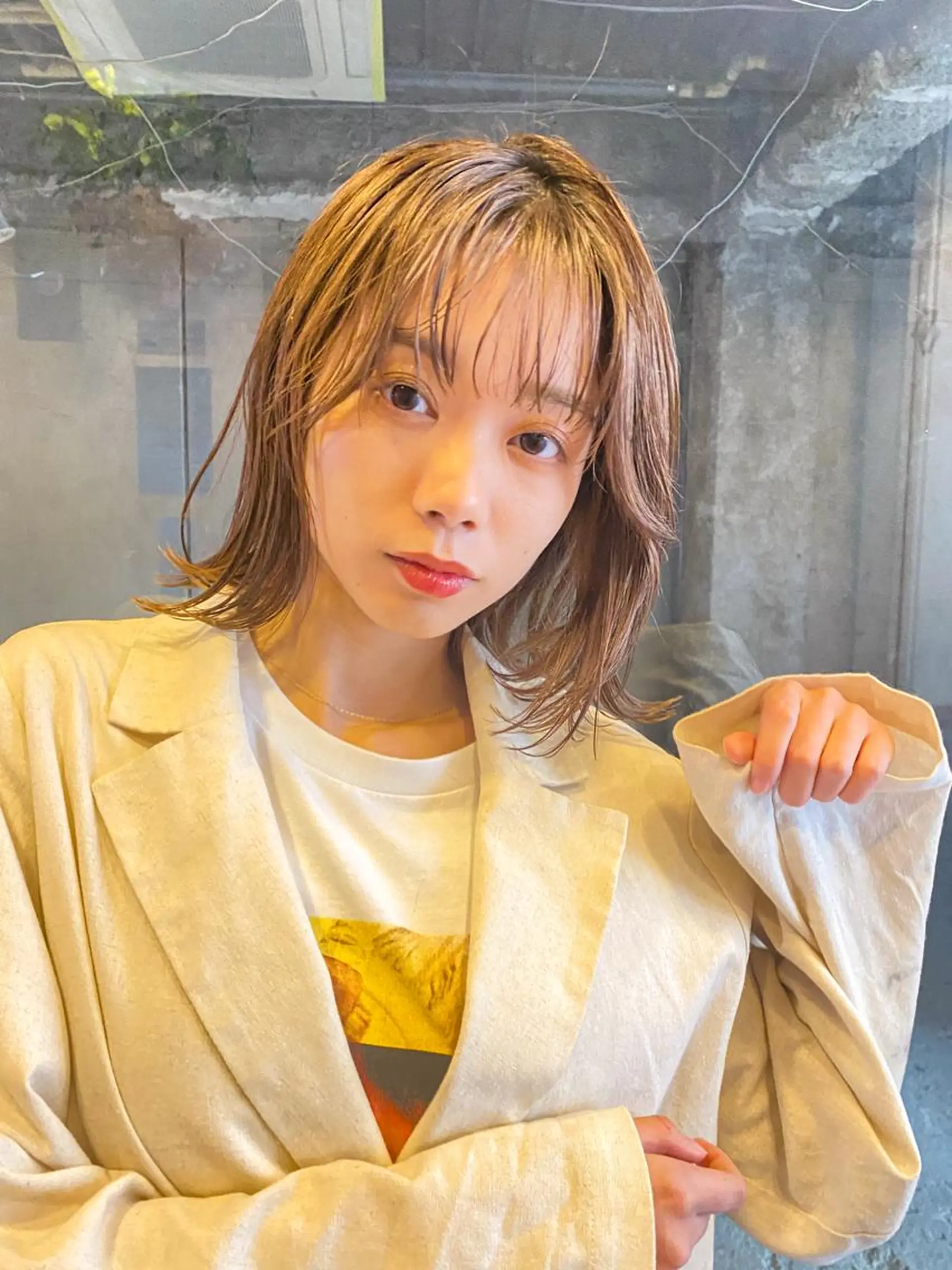 ミディアム カラー カット ヘアカラー トリートメント 一ノ瀬 暁のヘアスタイル