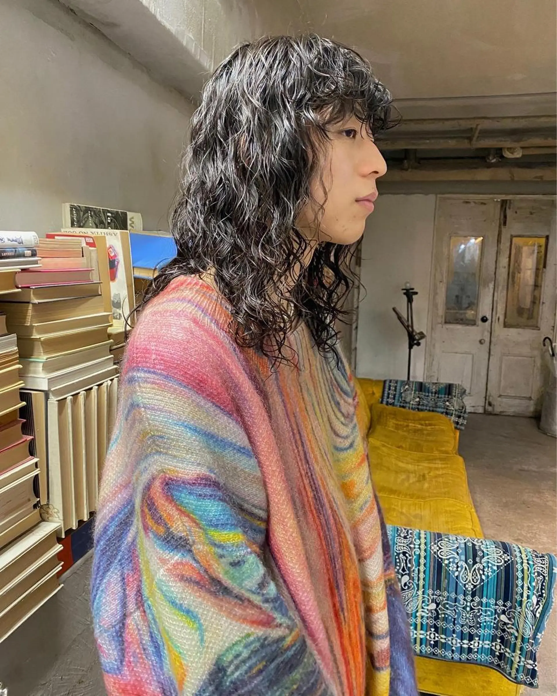 セミロング パーマ メンズ パーマ、髪質改善 カズマのヘアスタイル