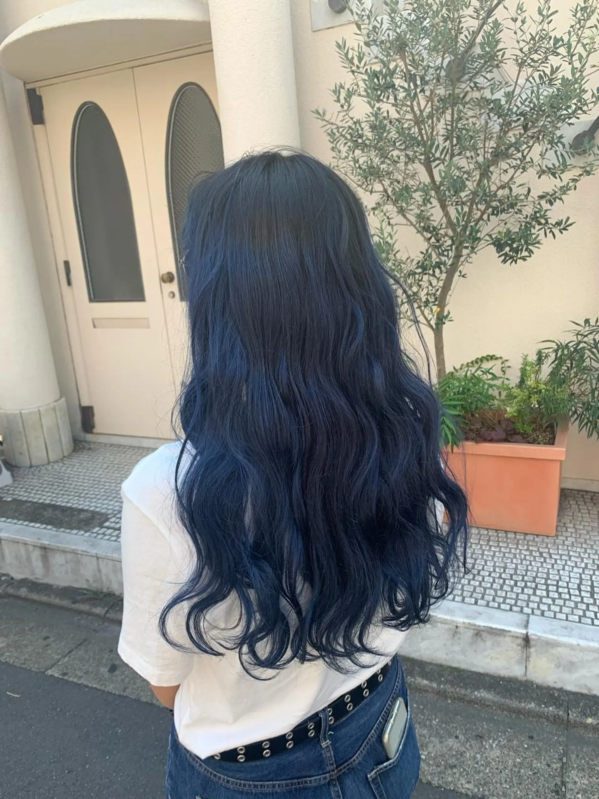 ロング カラー ヘアアレンジ ブルーカラー 色落ちまでキレイに！ ！女性サロンのヘアスタイル