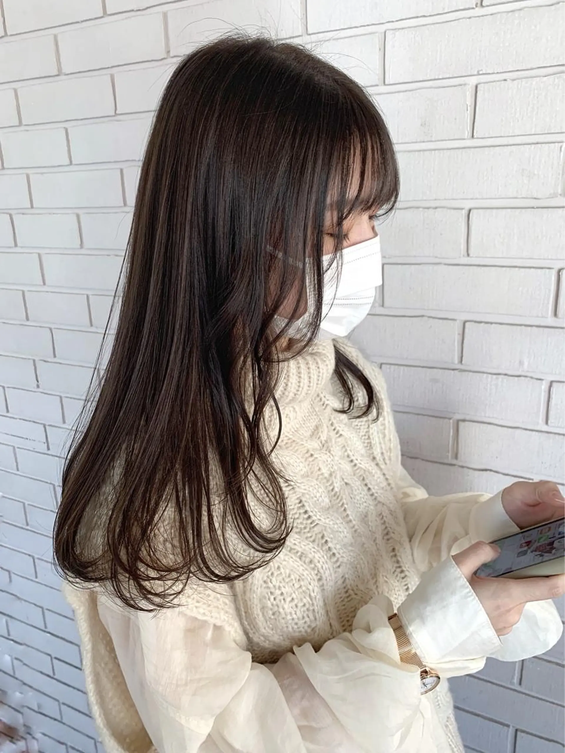 ロング カラー ブラウンカラー くすみブラウン 杉村 未来のヘアスタイル