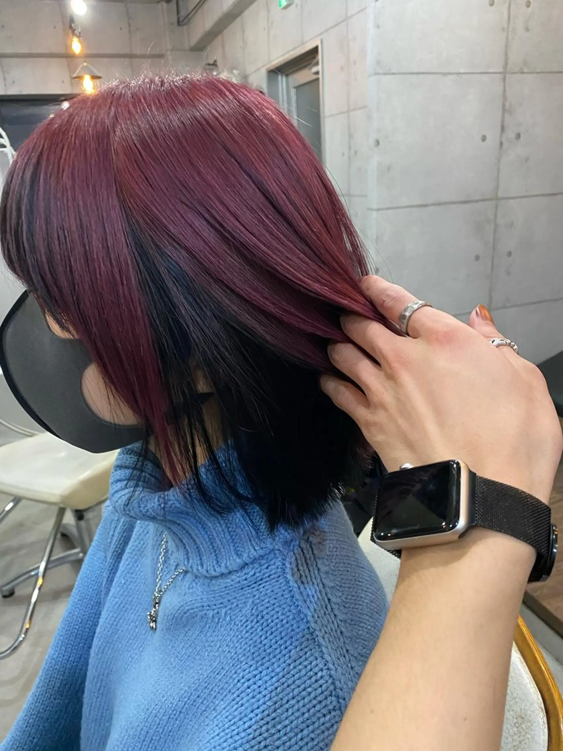 ミディアム ミストバング ピンクラベンダー 艶カラー💎 髪質改善🎈アトワのヘアスタイル