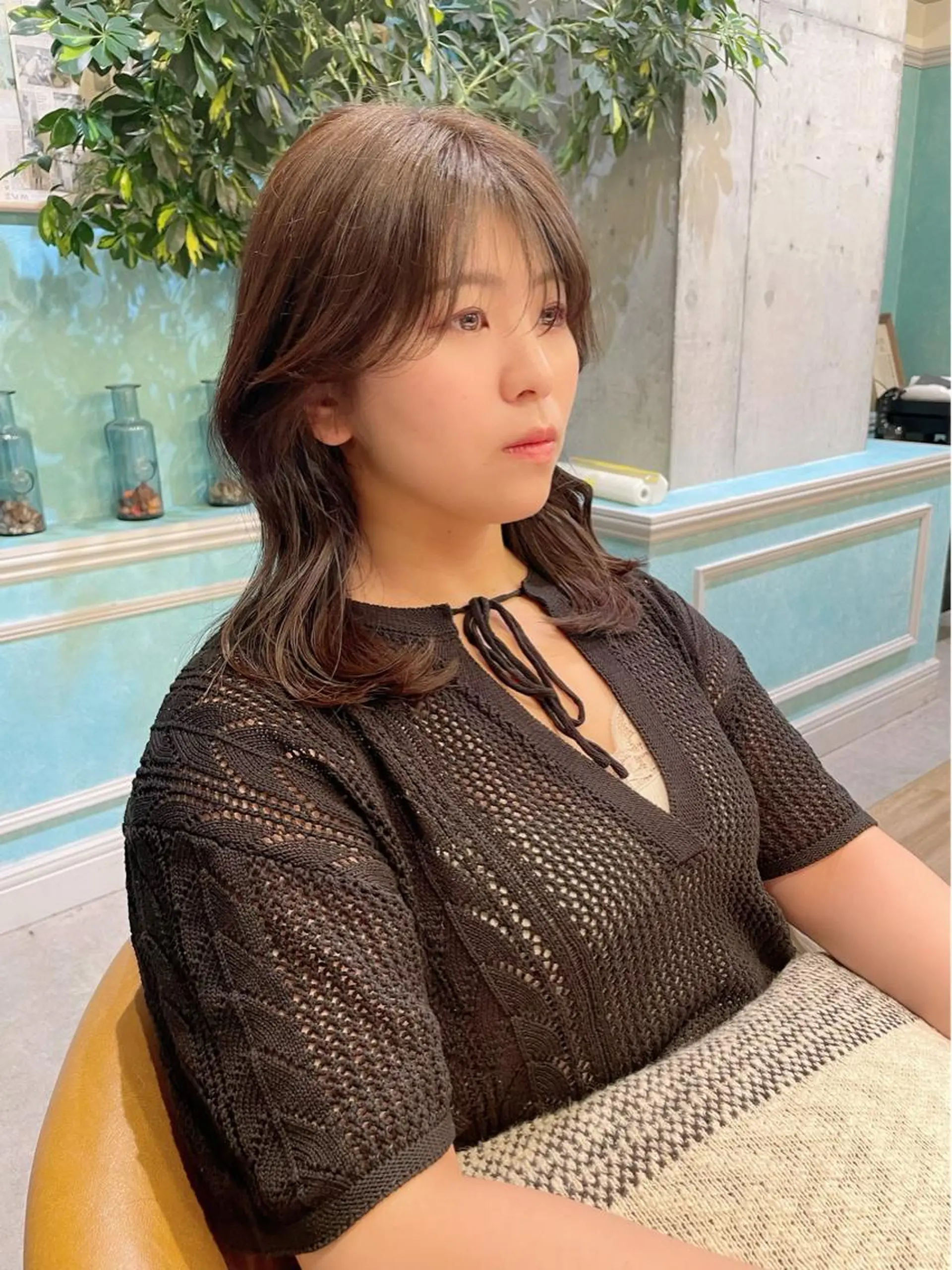 ミディアム カット ヘアカラー トリートメント 縮毛矯正　髪質改善 韓国風レイヤー　吉田のヘアスタイル