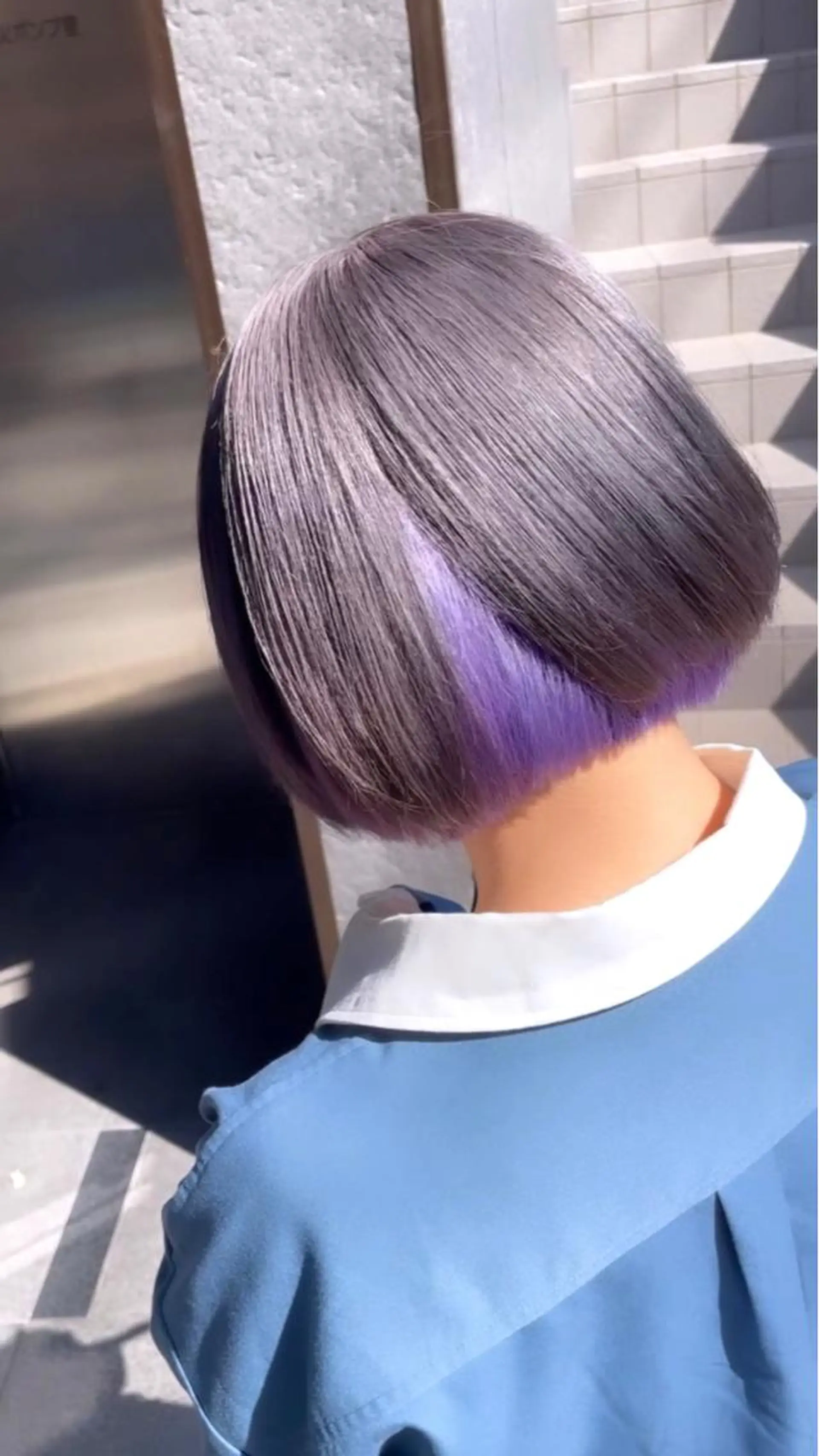 ミディアム カラー アッシュ アッシュグレー アッシュグレージュ バレイヤージュ ミストバング ✨色落ちまで可愛い✨ MANATO🎨🌈のヘアスタイル