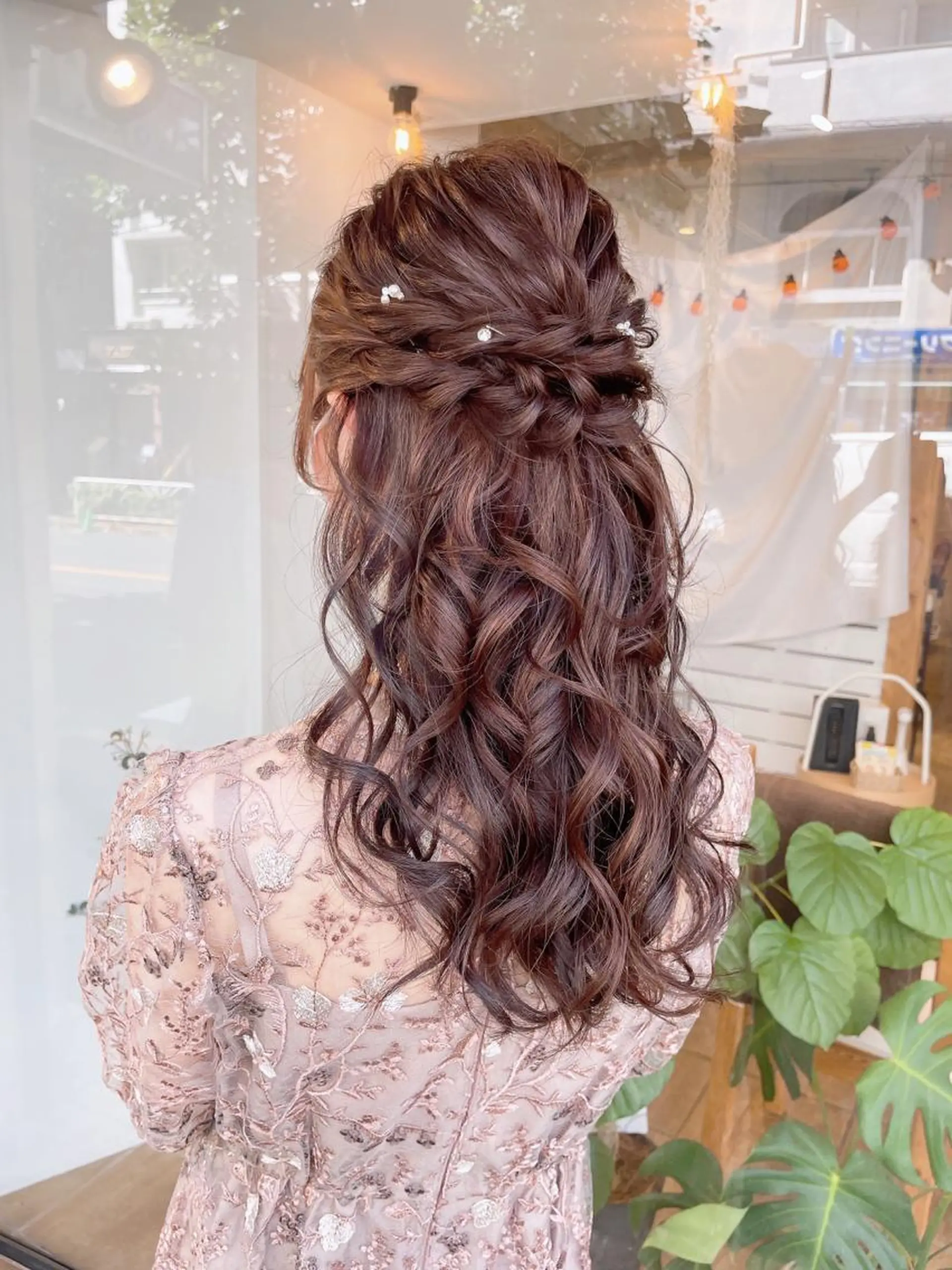 ロング ヘアアレンジ ハーフアップ ヘアセット ヘアアレンジ にいた　かづしげのヘアスタイル