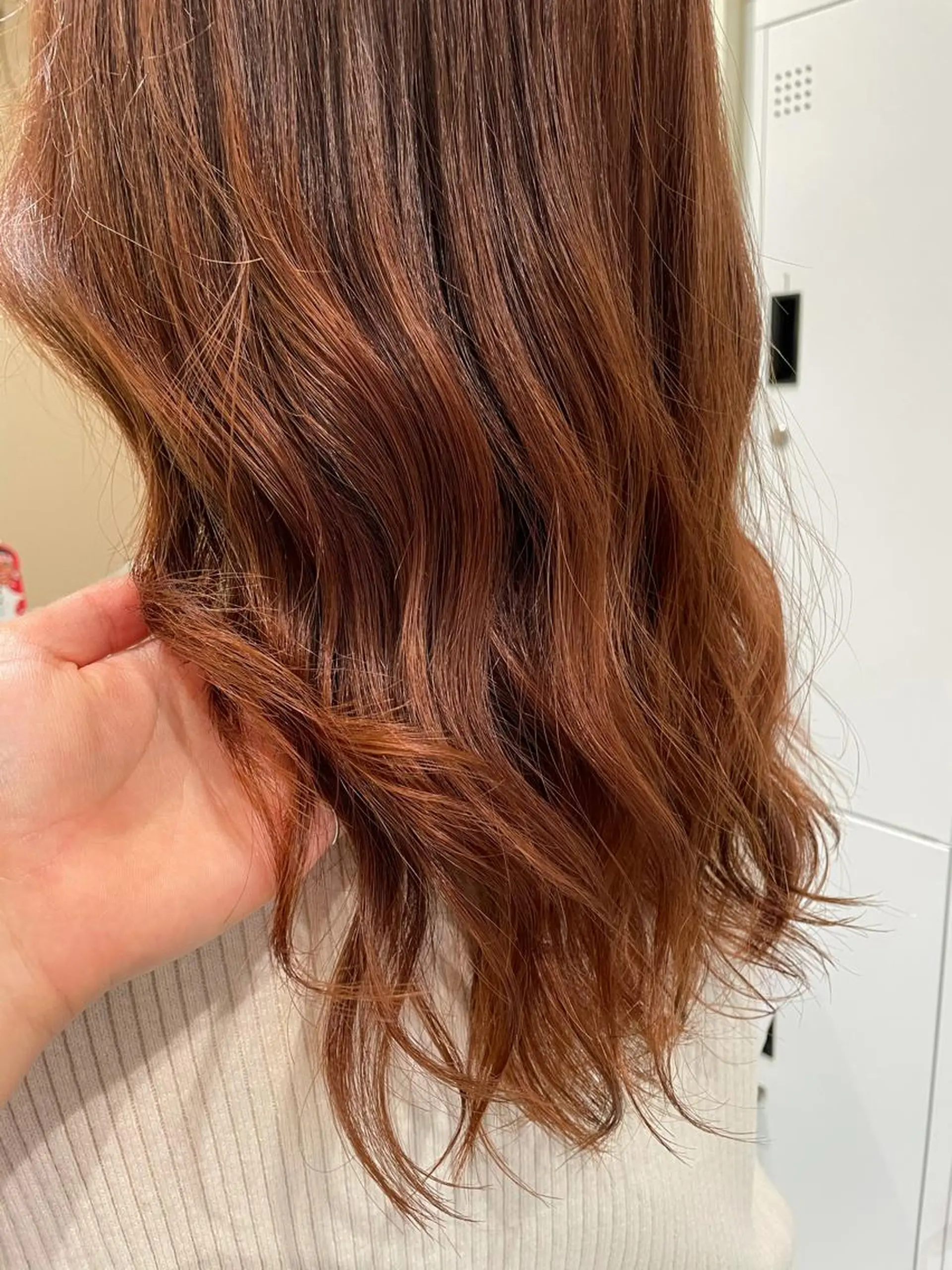 セミロング カラー ブリーチ ブラウンカラー オレンジ オレンジブラウン ボブ/インナーカラー /眉毛/Miyuのヘアスタイル