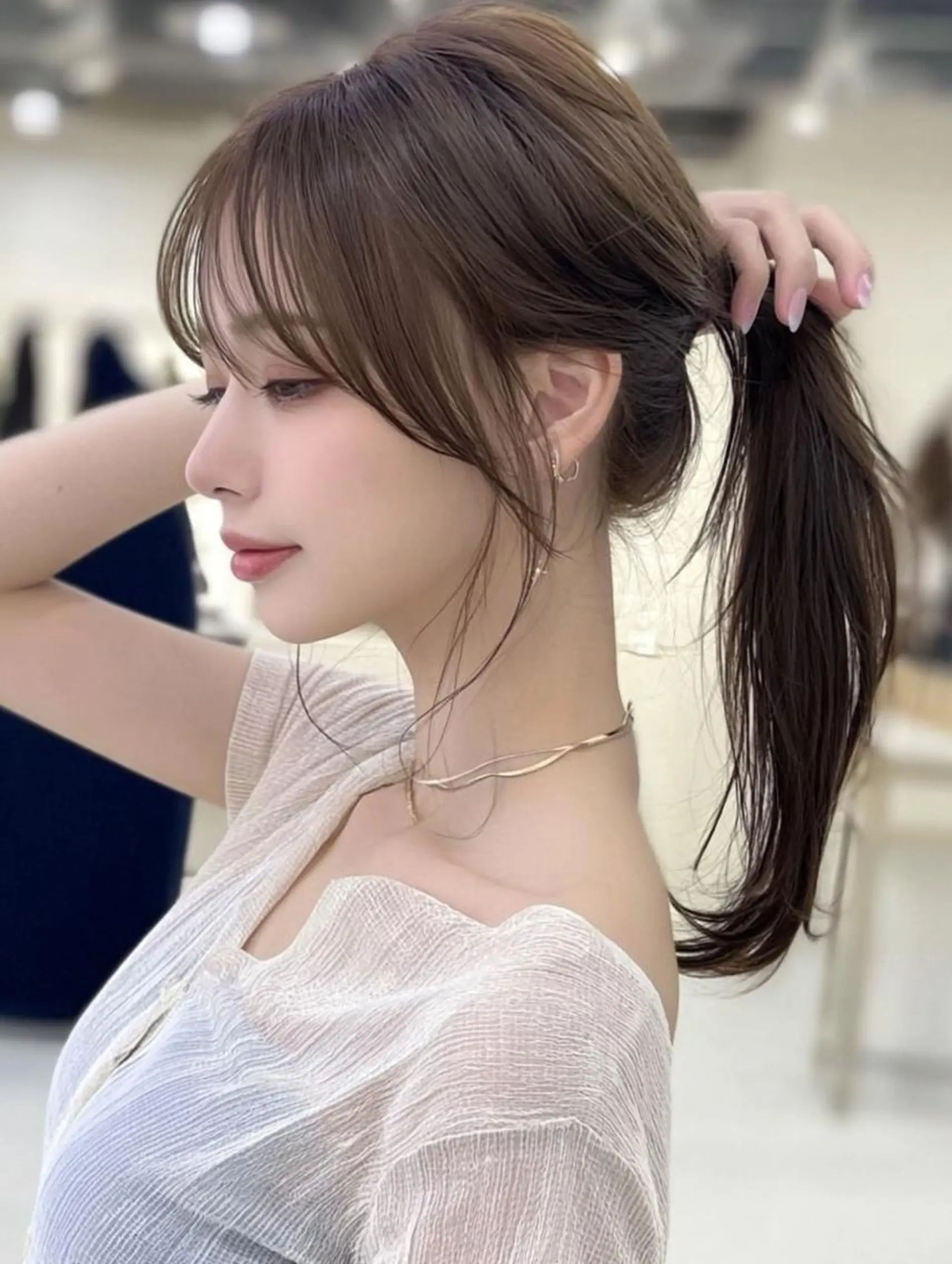 ロング カラー 透明感カラー ハッシュカット 髪質改善 韓国風ヘア レイヤーカット フォーカス ジャパンのヘアスタイル