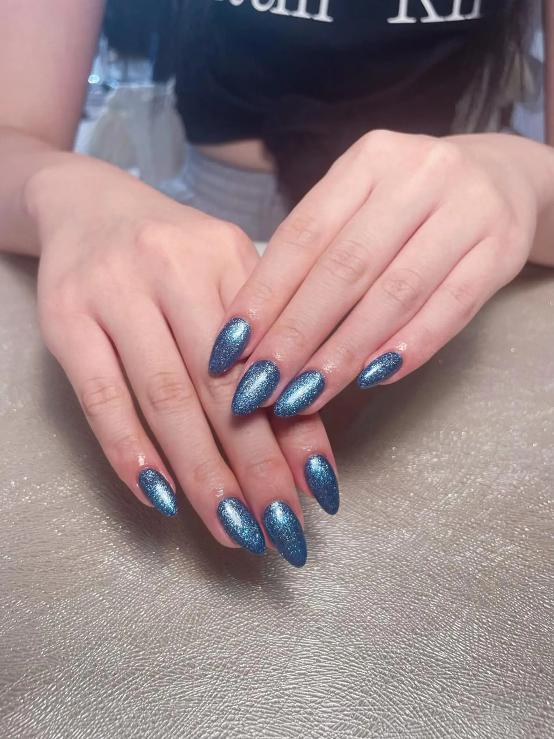 ネイル ブルー ラメ(グリッター) ハンドネイル D.d Nail Moeのネイルデザイン