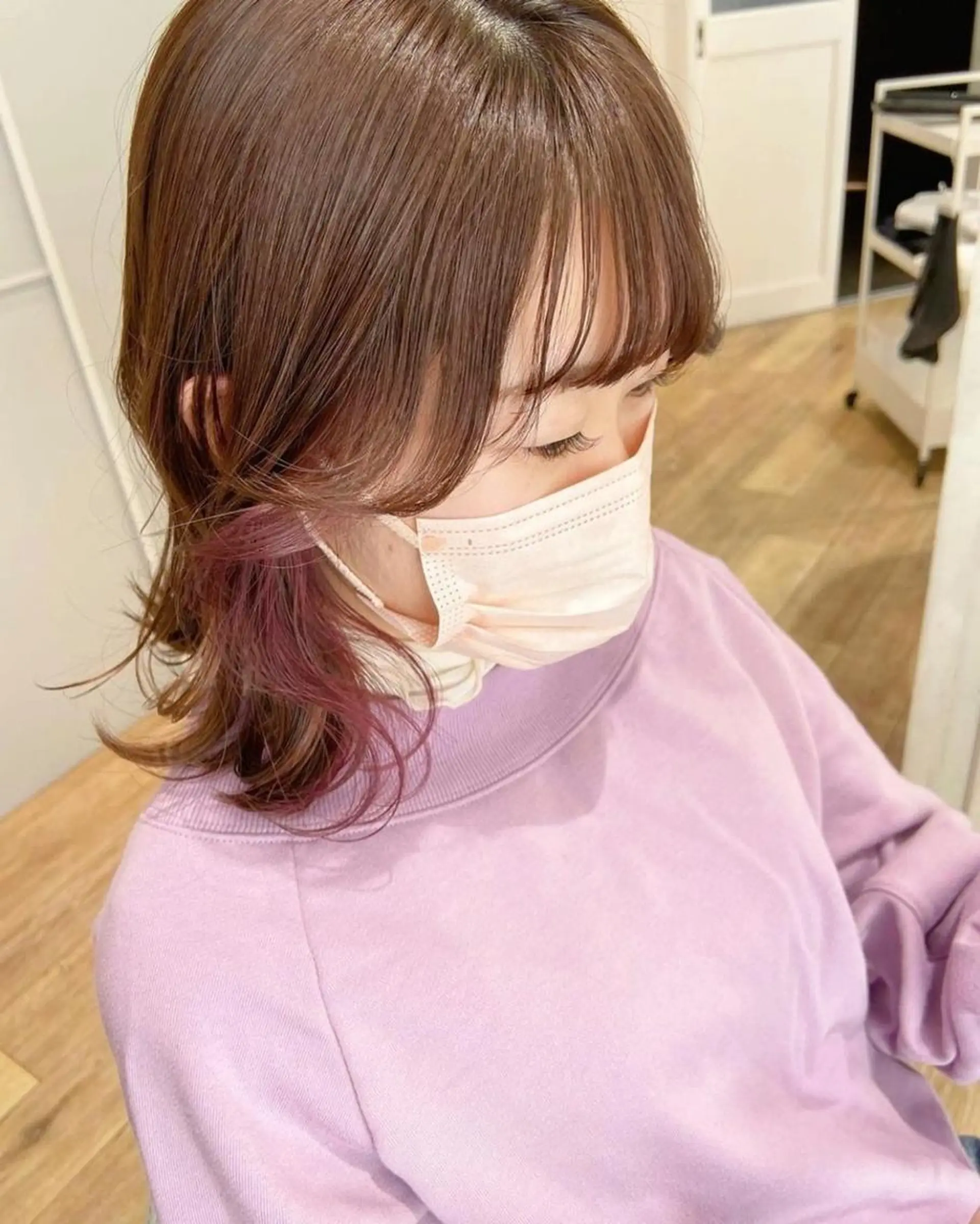 ミディアム カラー パーマ ヘアアレンジ メンズ キッズ ネイル マツエク・マツパ イヤリングカラー ボブ 🫧垢抜けヘア🫧 SHIORIのヘアスタイル