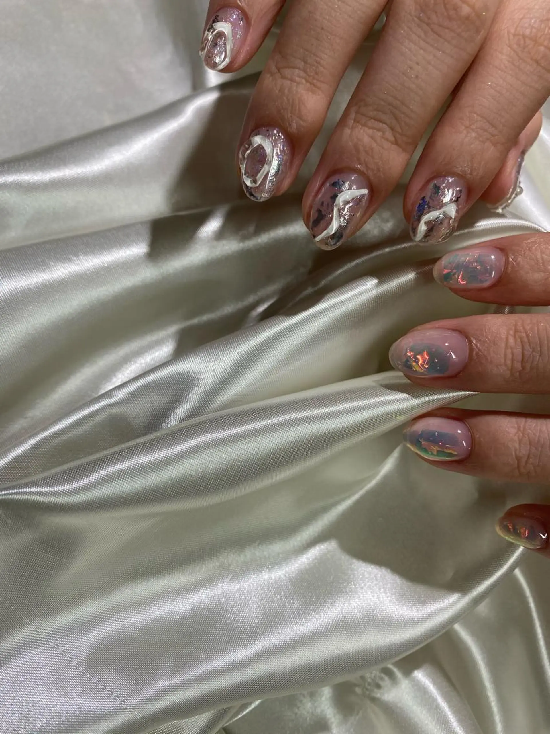 ネイル 氷ネイル・うるうるネイル ミラーネイル 持ち込み ニュアンスネイル Charme. NOBUKOのネイルデザイン