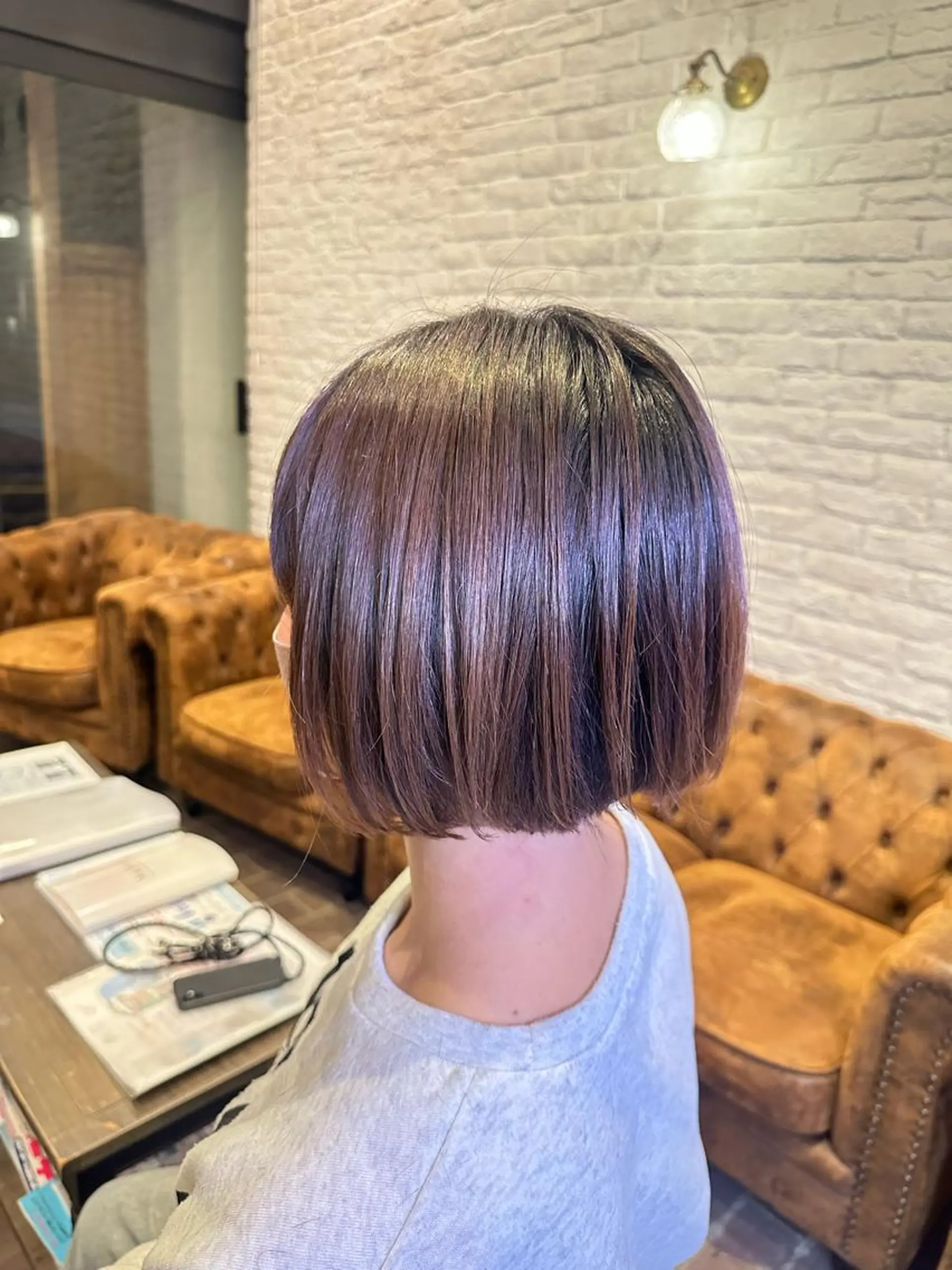 ショート 切りっぱなしボブ ボブ 🫧RYOグレージュ /透け感カラー🫧のヘアスタイル