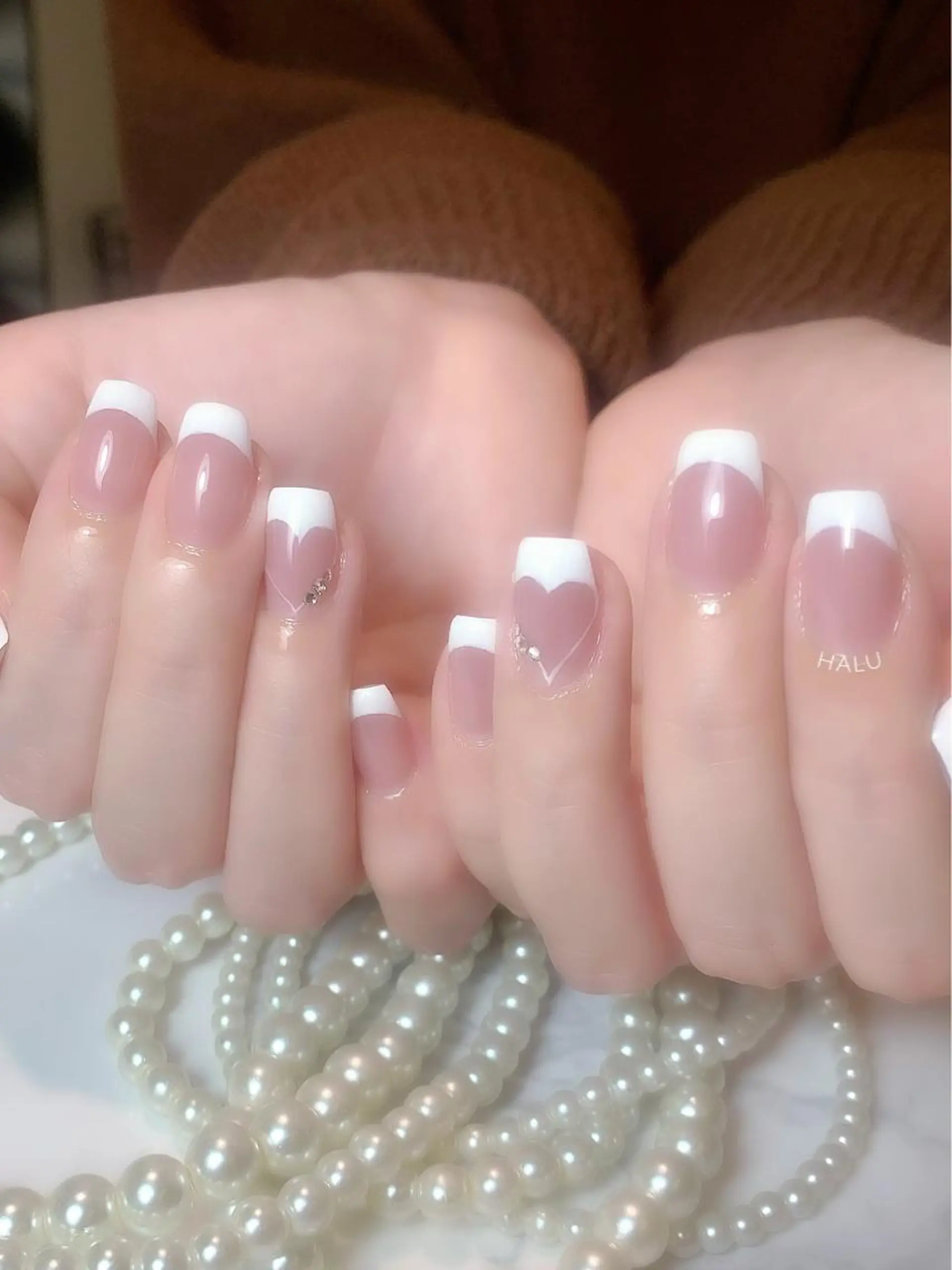 ネイル フレンチネイル ハート HALU ハルのネイルデザイン