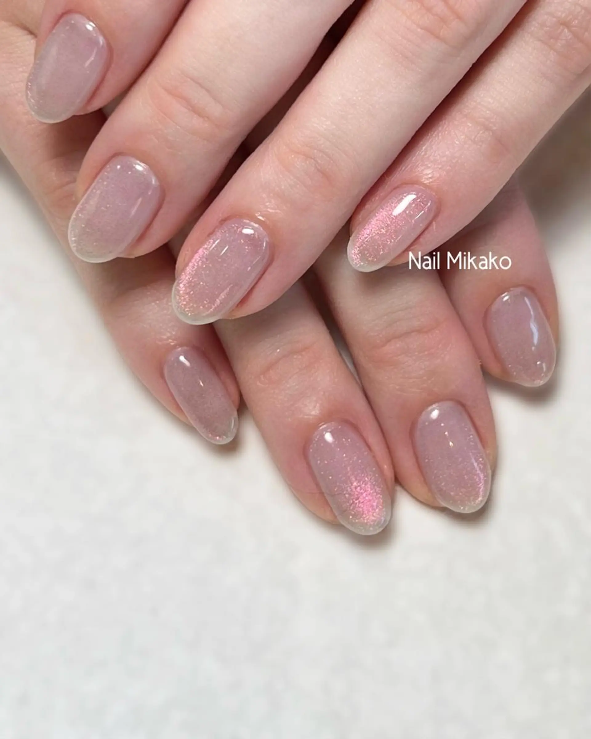 ネイル マグネットネイル ピンク ピンクベージュ シンプルネイル Nail Mikakoのネイルデザイン