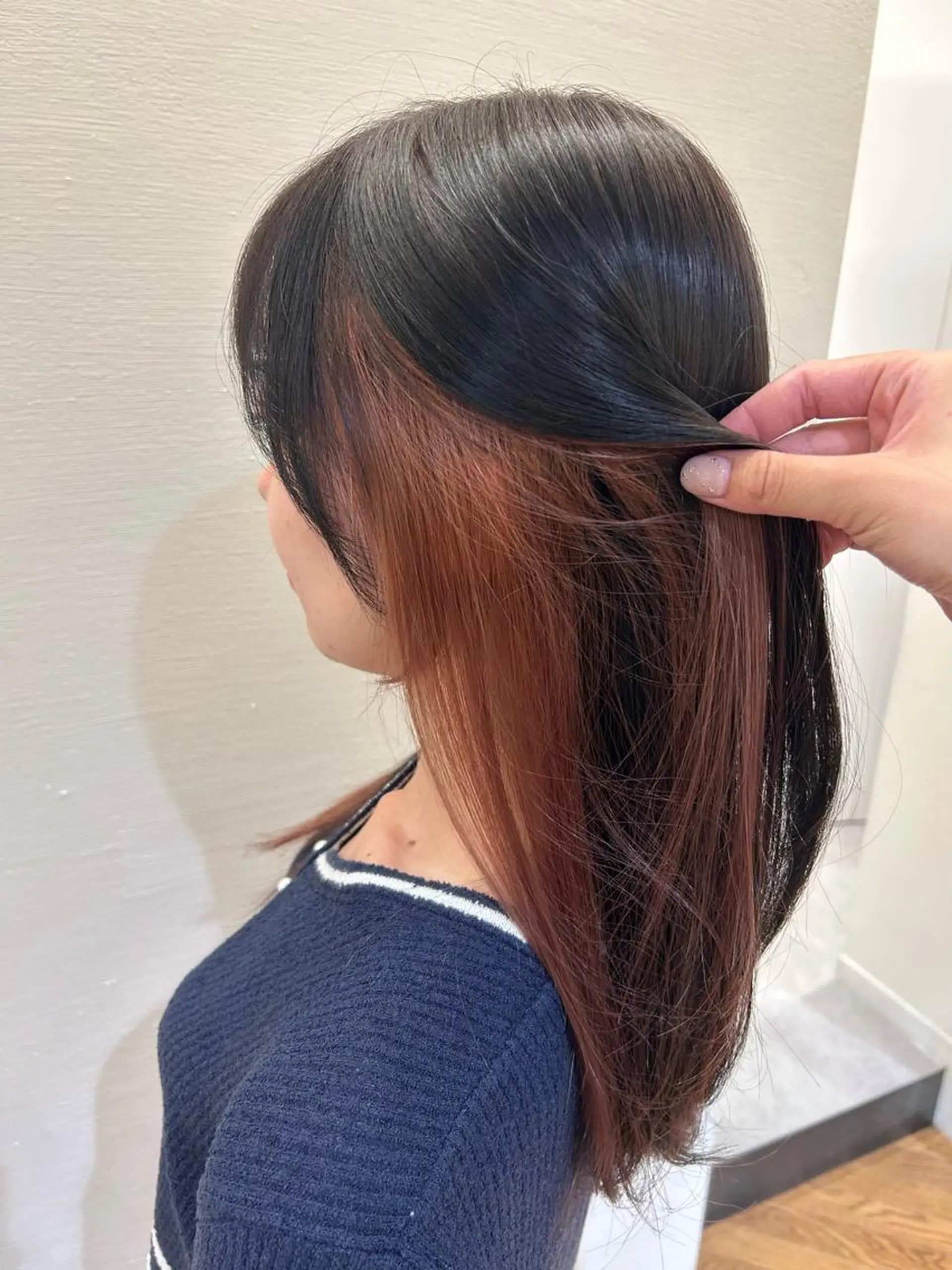 セミロング カラー ブリーチ 縮毛矯正 bnd_bnd アイのヘアスタイル